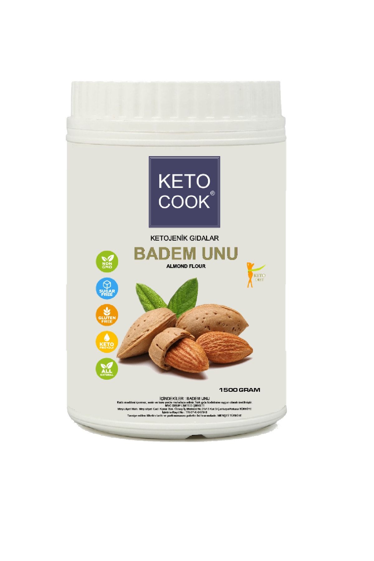 KetoCook Ketojenik Glutensiz Badem Unu 1500 Gram