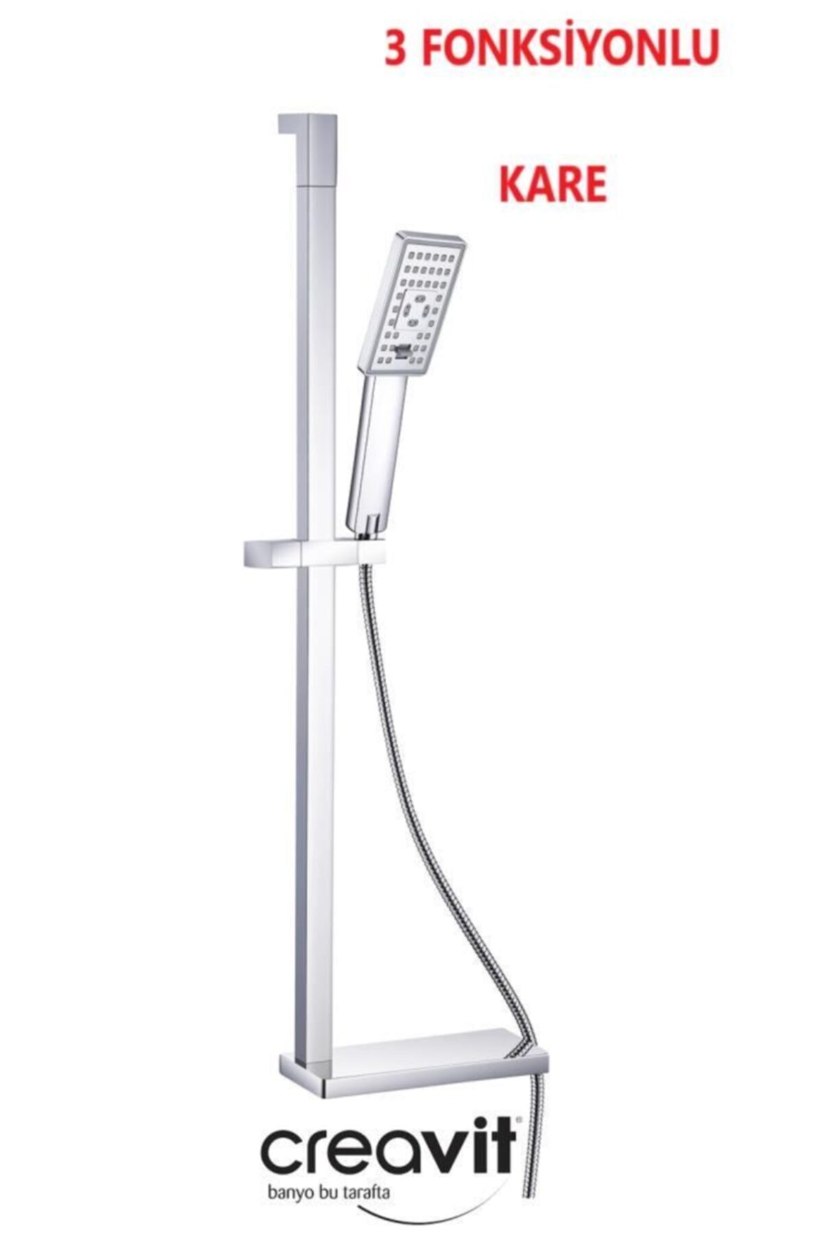 Creavit Sh473 Sürgülü Duş Sistemi / Telefon - 3 Fonksiyon Kare
