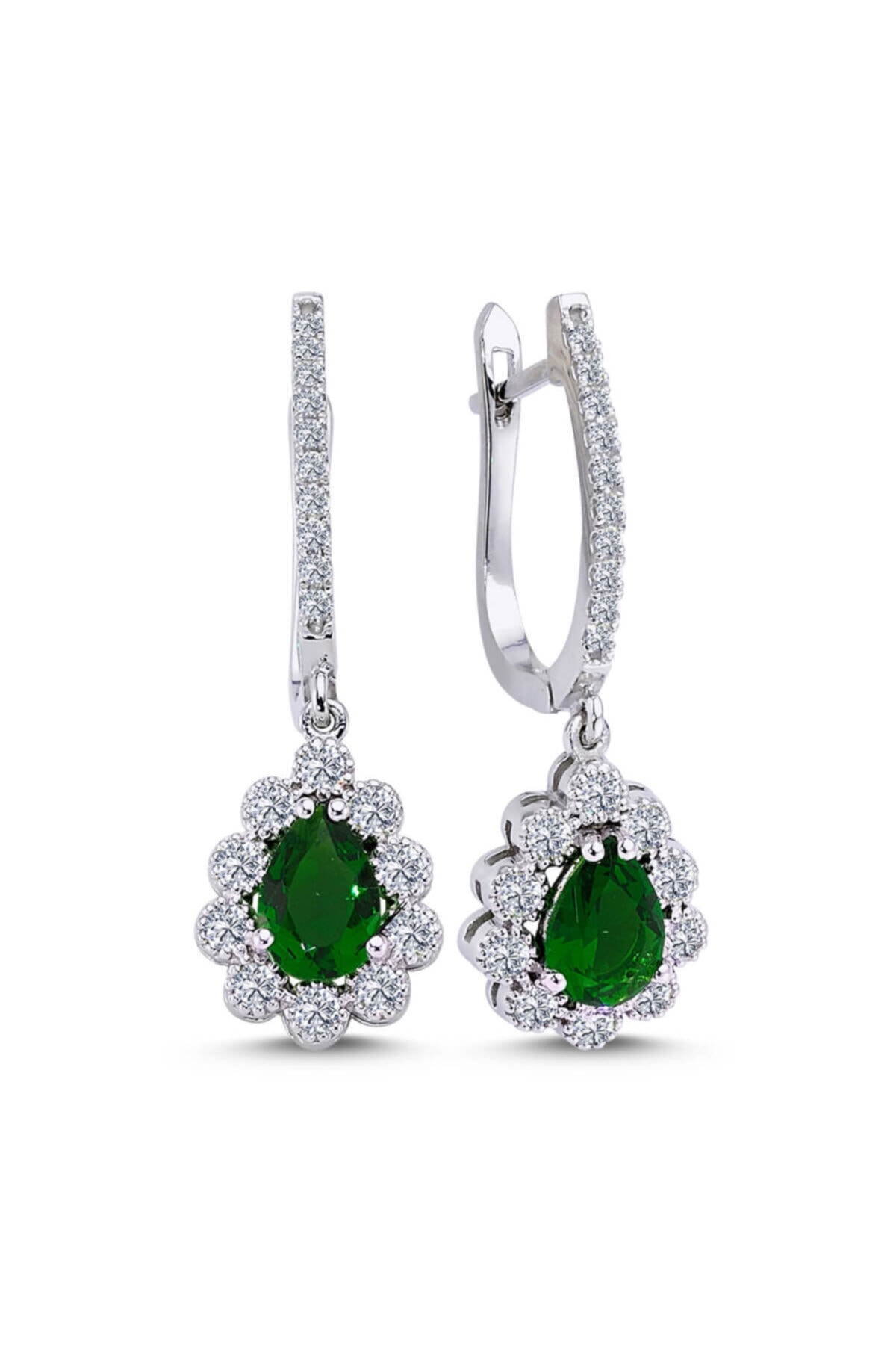 Lova Pırlantalı Damla Zümrüt Anturaj Küpe - 3070015