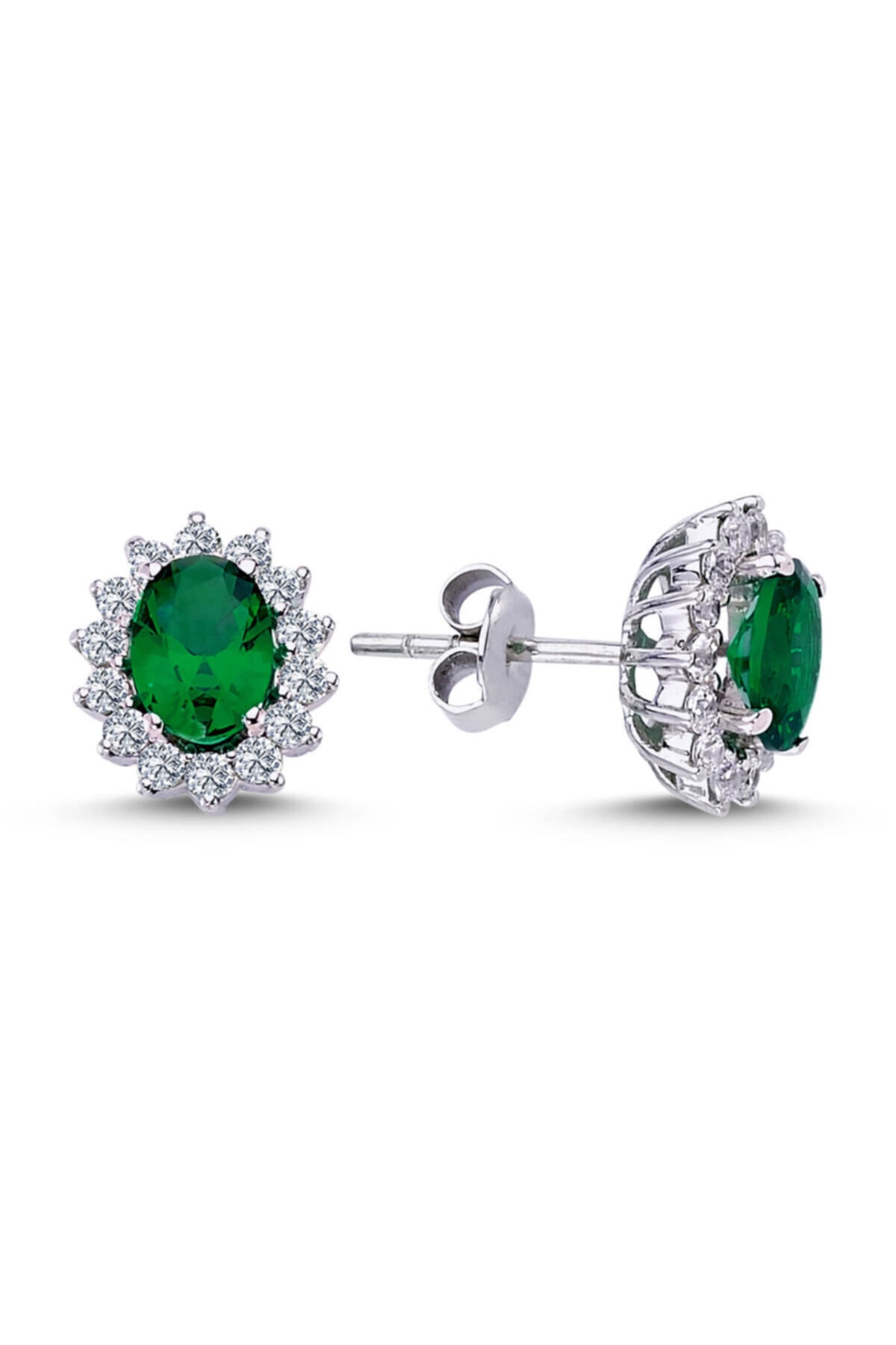 Lova Pırlantalı Oval Zümrüt Anturaj Küpe - 3050003