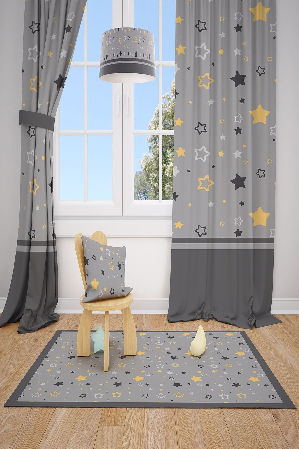 Talia Home Yıldızlar Çocuk Ve Bebek Odası Fon Perdesi 2 Kanat Tla-139