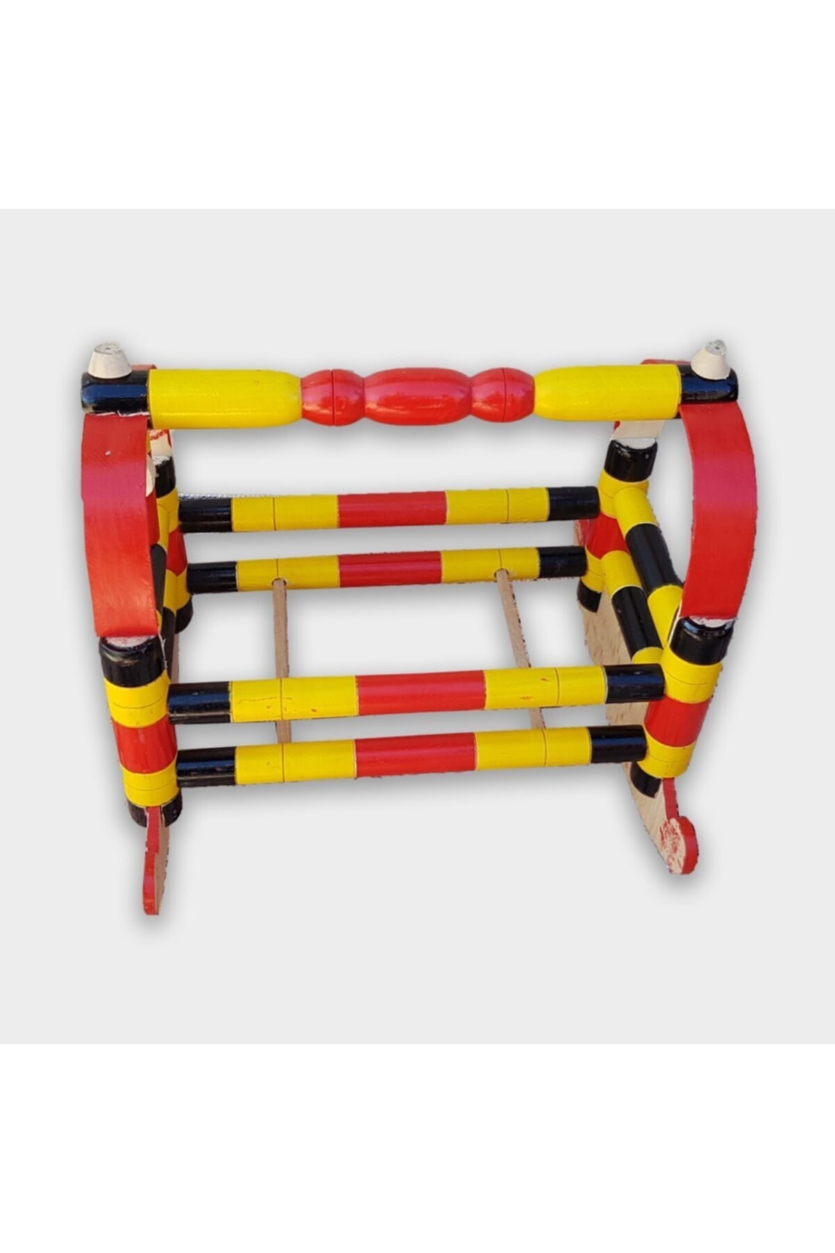 Mavikuğu Ahşap Tahta Oyuncak Beşik Renkli