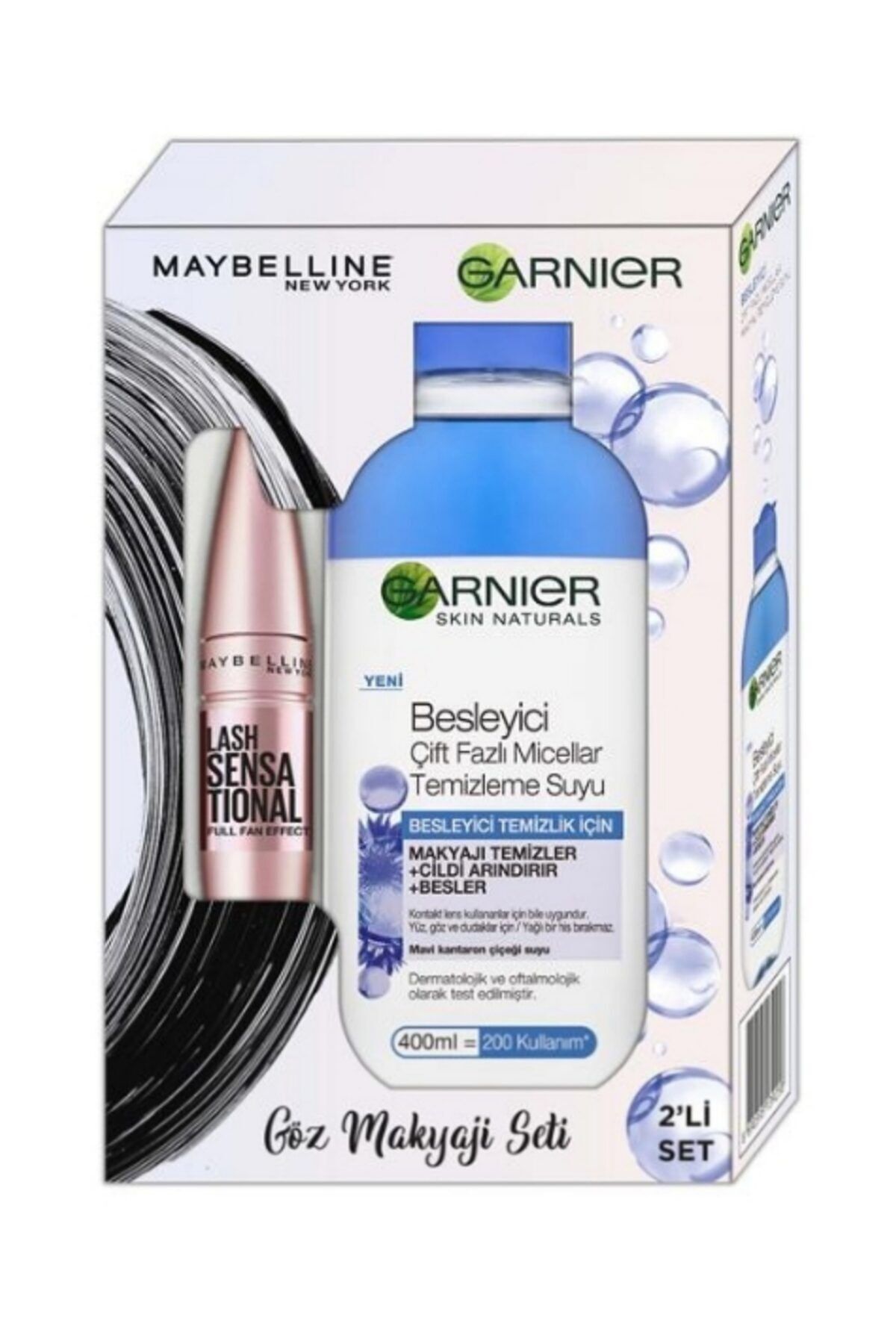 Maybelline New York Lash Siyah Maskara- Garnier Micellar Makyaj Temizleme Suyu 400,ml