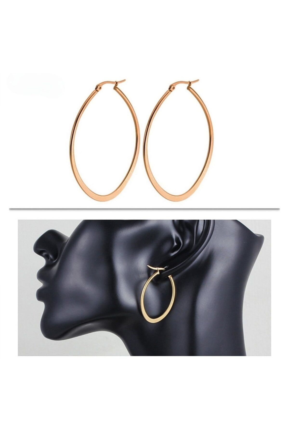 Bylin Takı 316l Cerrahi Çelik Rose Gold Oval Küpe