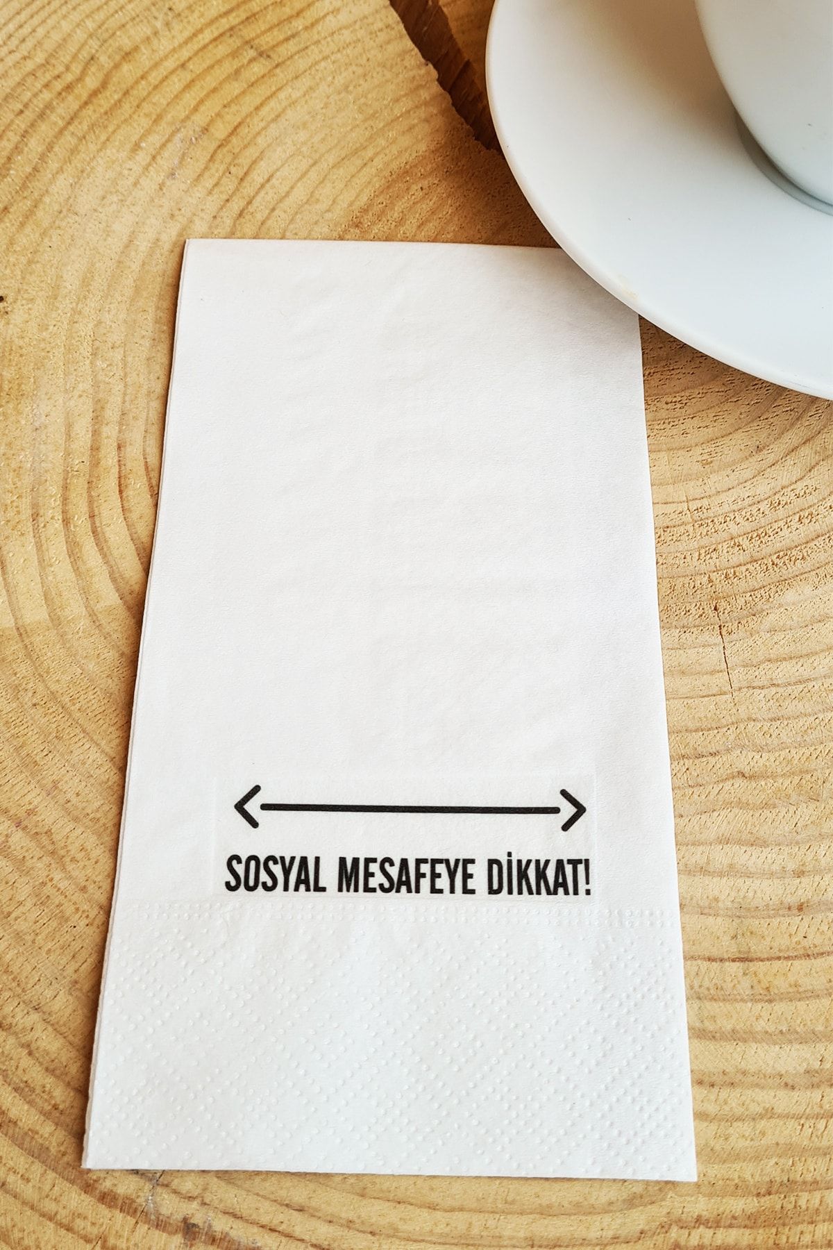 PEKSHOP Sunum Peçetesi - Sosyal Mesafeye Dikkat Yazılı Sunum Peçetesi