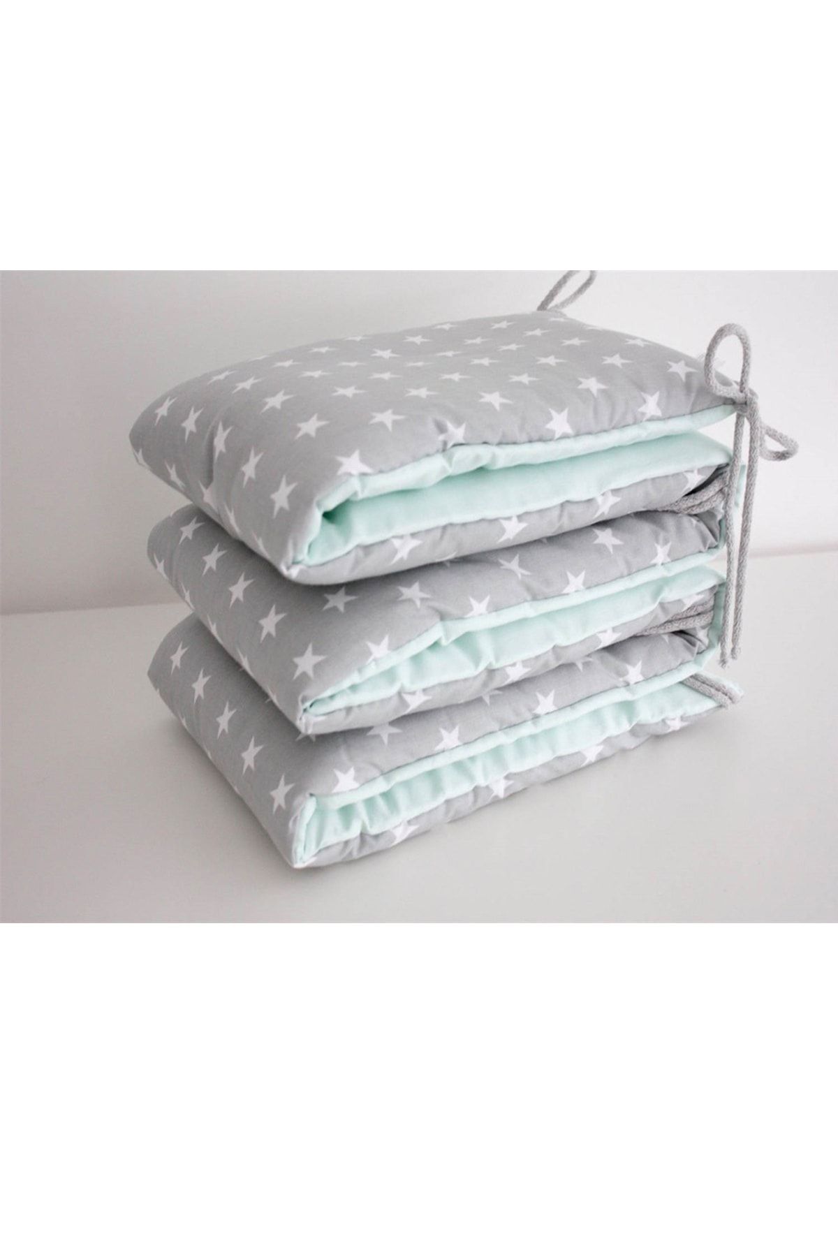 jaju baby unisex cocuk gri zemin beyaz yildiz mint 90x190 montessori bebek kenar koruma fiyati yorumlari trendyol