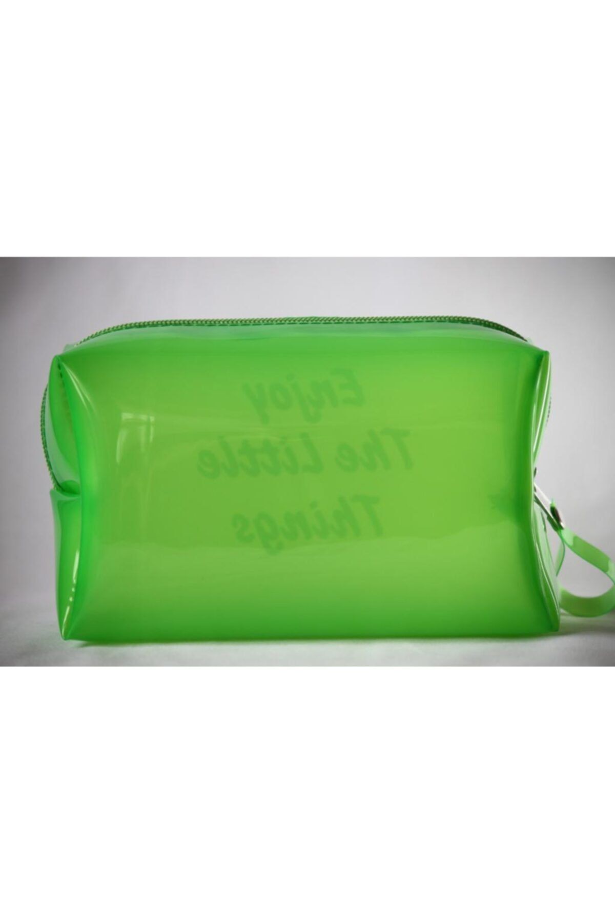 NobbeCompany Yeşil Şeffaf Transparan Vinil Makyaj Çantası, Kalemlik, Transparent Vinyl Makeup Bag, Pencil Case