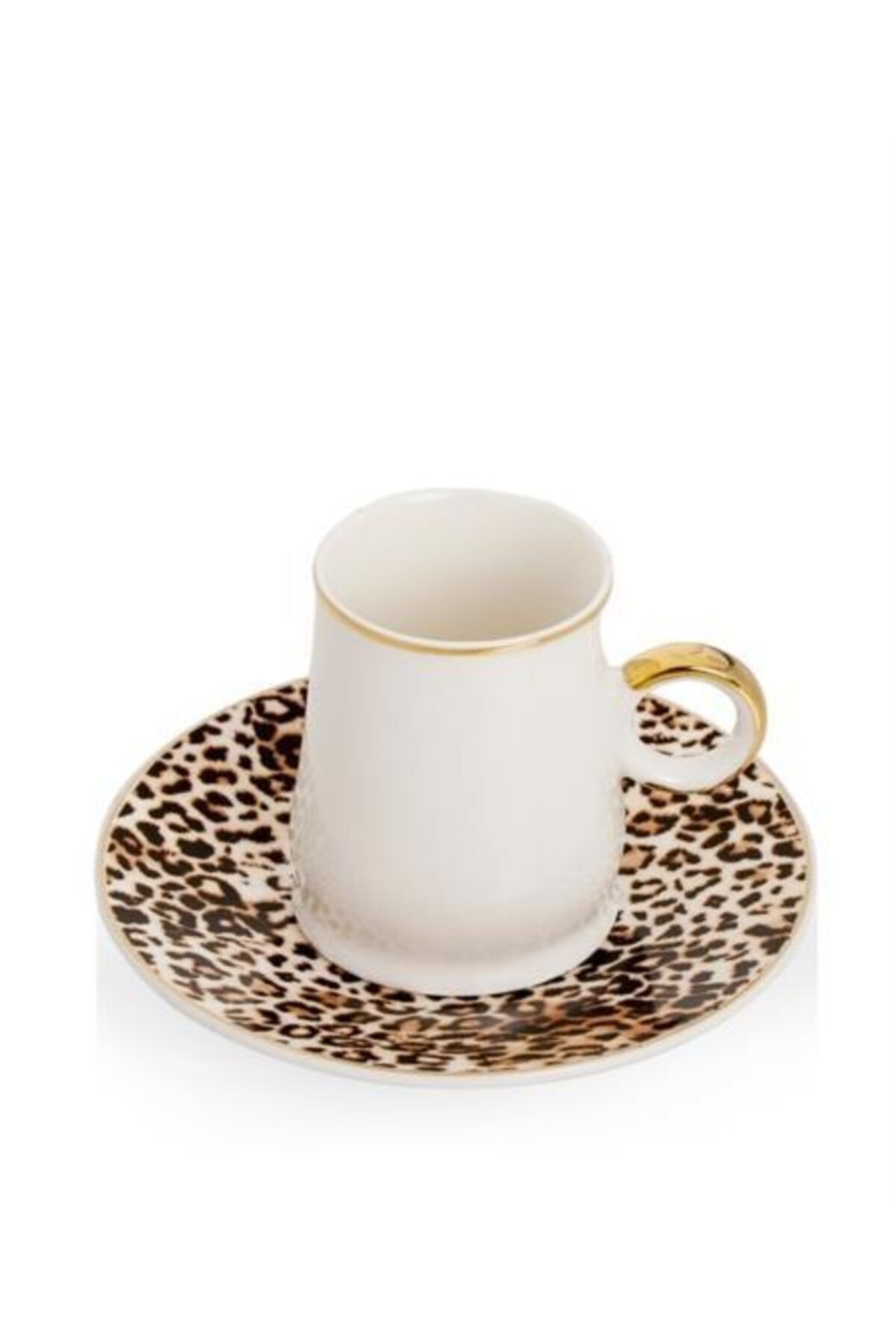 ACAR 10926 Porselen 6 Lı Kahve Fincan Takımı Leopar