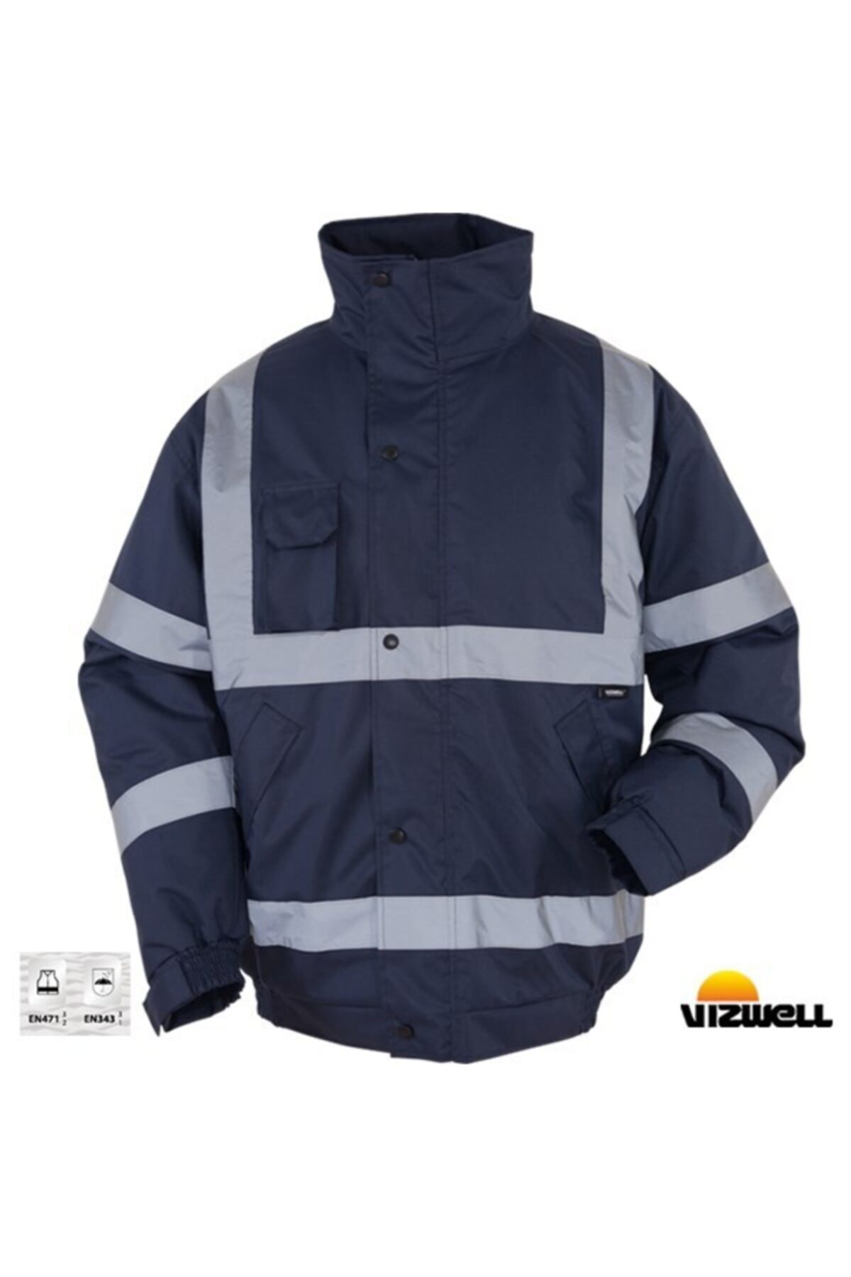 Vizwell Unisex Lacivert 300 D Oxford Reflektörlü Bomber Mont