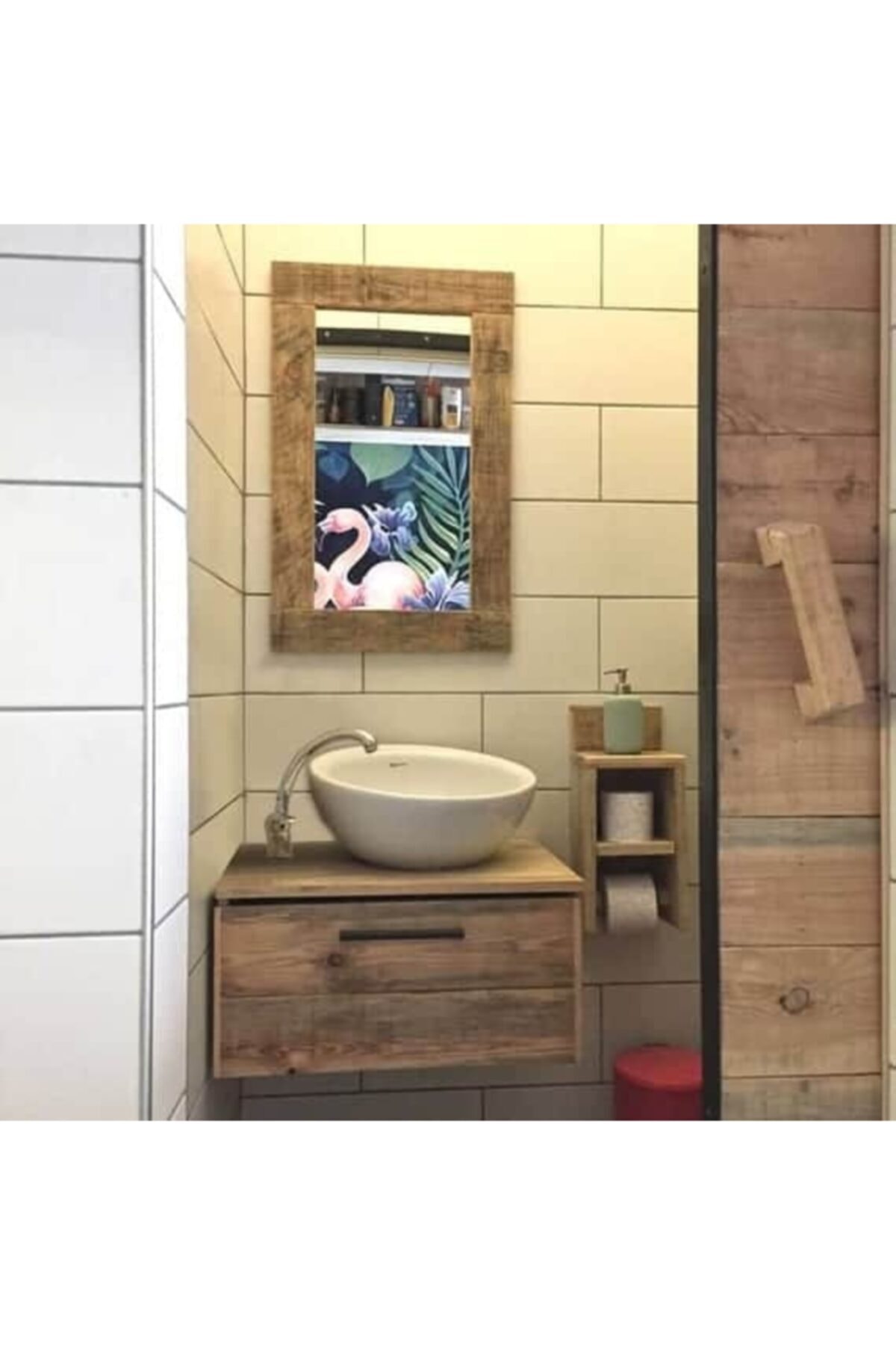 HAMİRA MASİFHAYAT Masif Ahşap Banyo Aynası