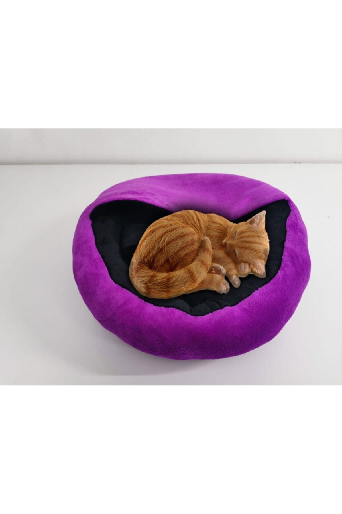 PurpleShopping Çatılı Simit Şeklinde Kedi Yatağı