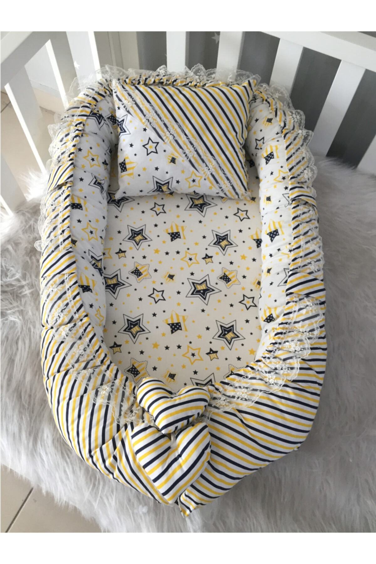 Jaju Baby Sarı-lacivert Desenli Lüx Tasarım Babynest
