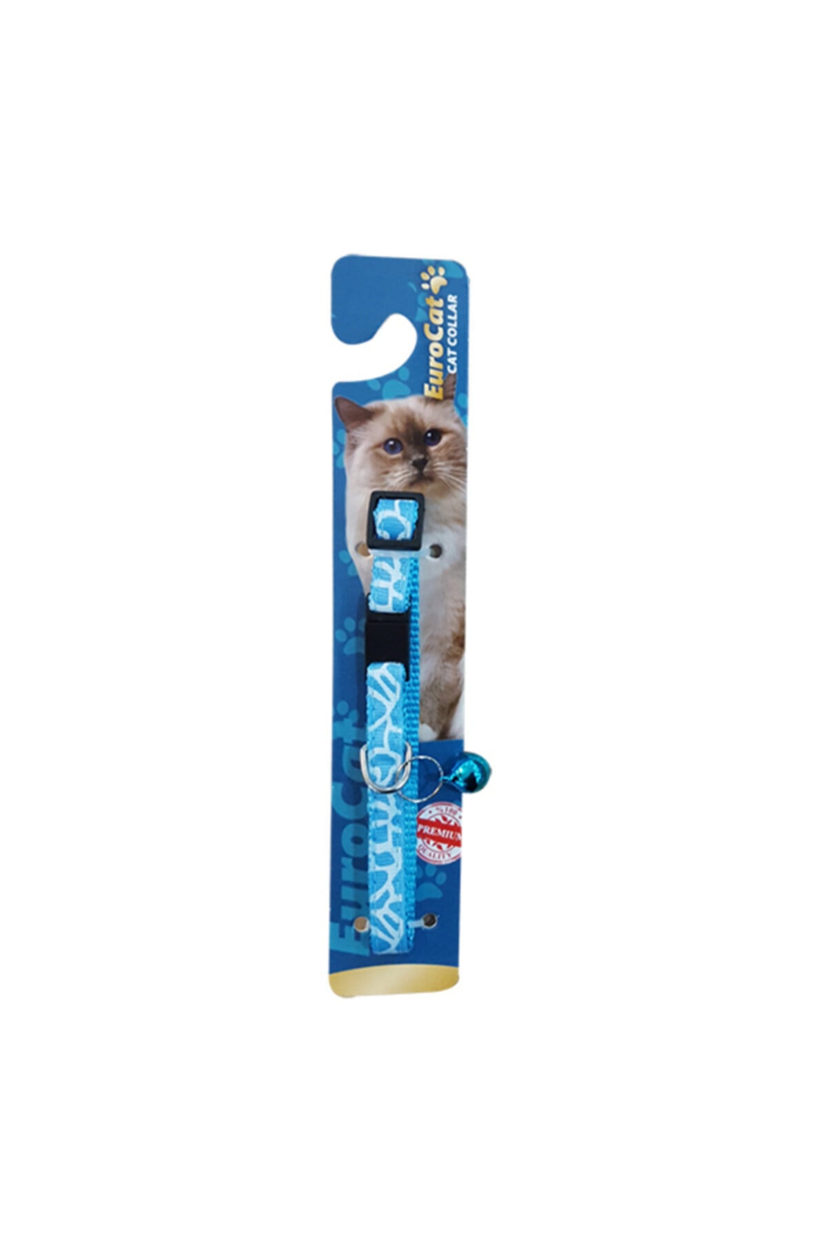 HİLALSHOP Eurocat Çizgi Desenli Çıngıraklı Kedi Boyun Tasması Mavi