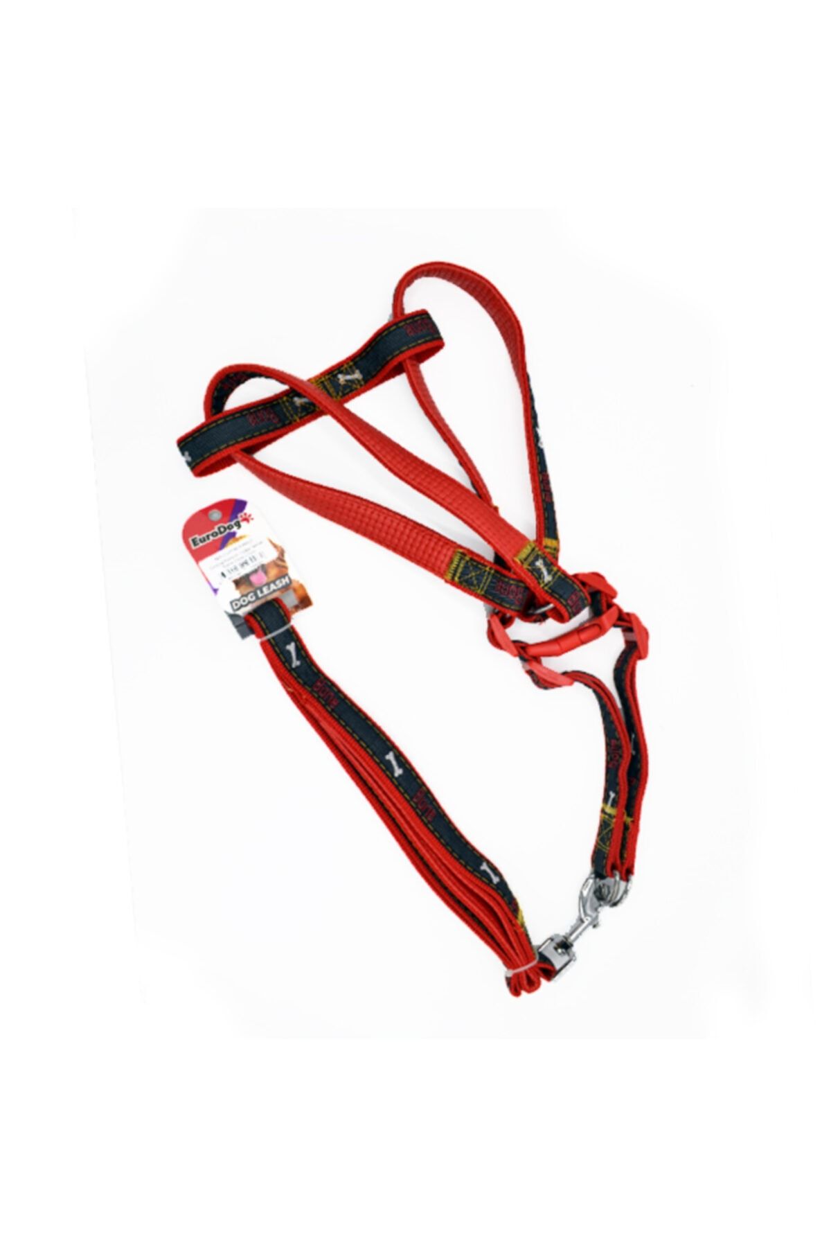 HİLALSHOP Eurodog Köpek Uz.+göğüs Tasması Kırmızı 25mm 120cm