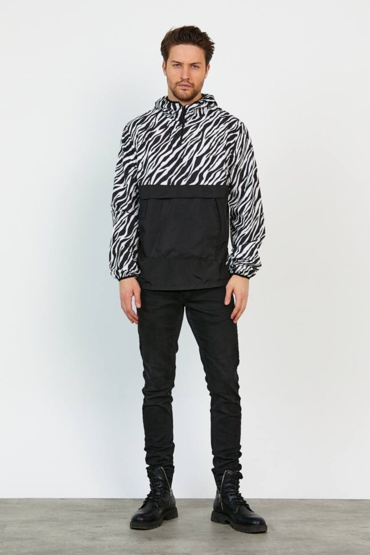 zuh giyim Çizgili Desenli Yağmurluk