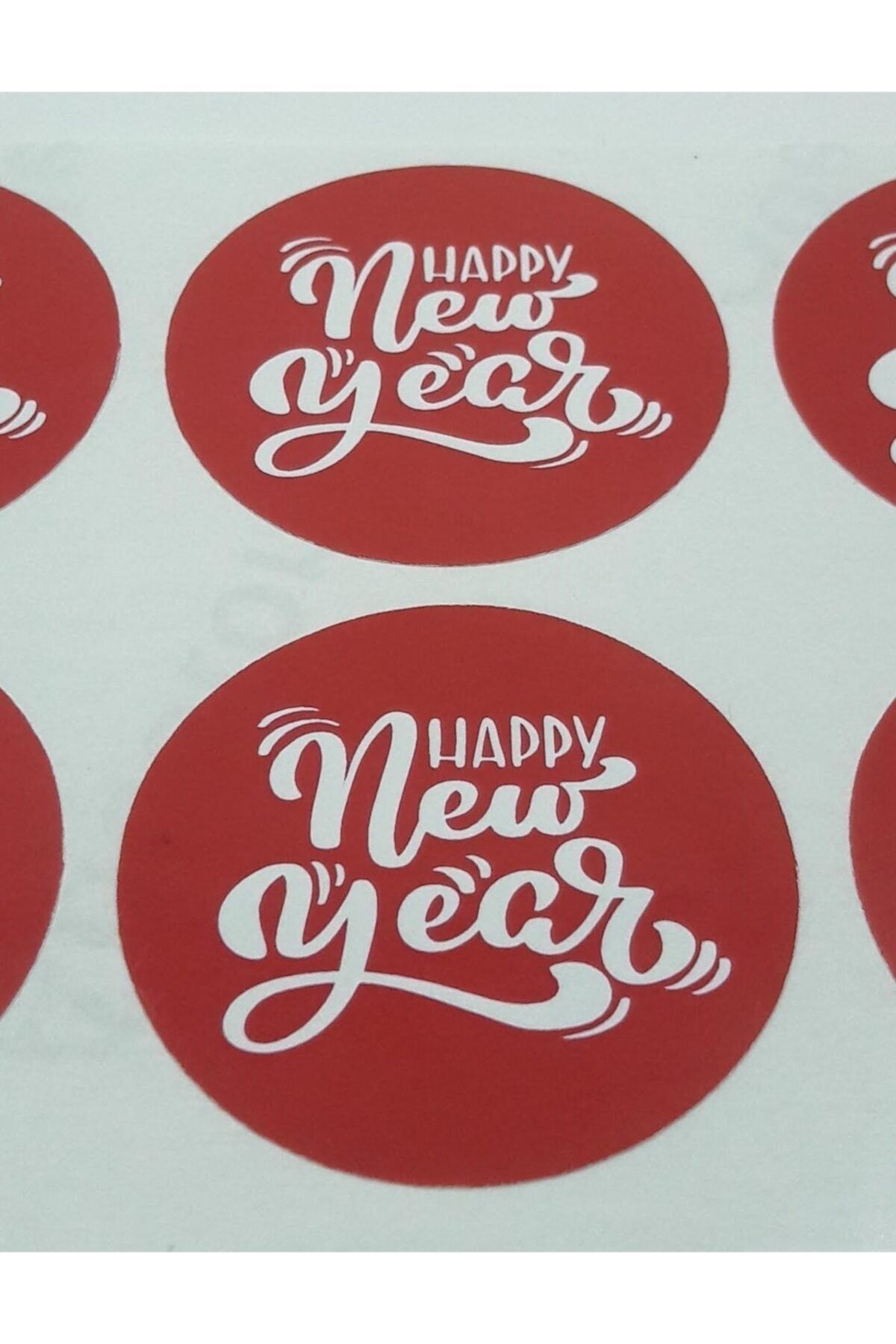 pelurcu 50 Adet 4x4 cm Happy New Year Kuşe Sticker