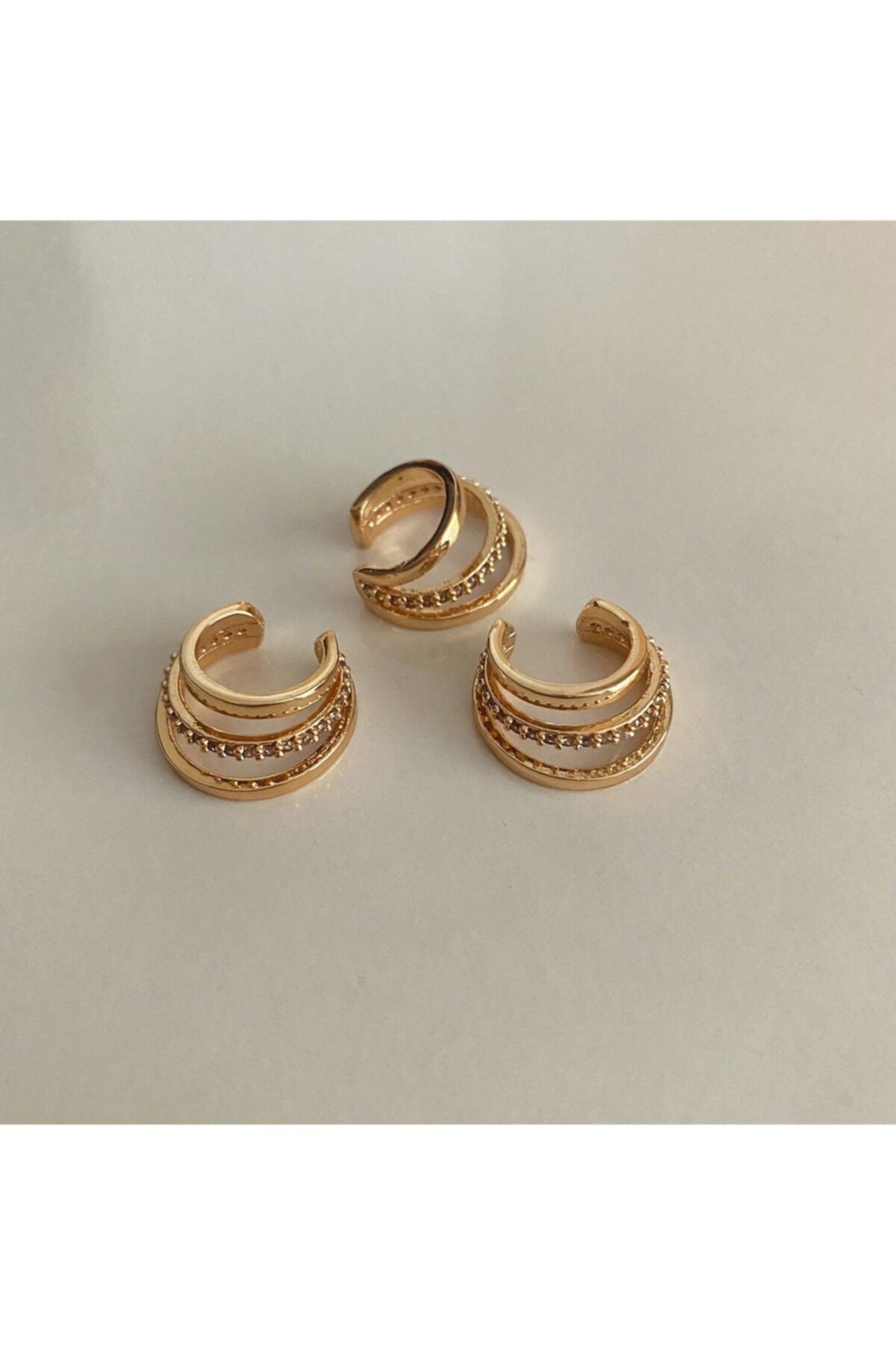 G&K ATELIER Altın Kaplama Taşlı Earcuff Küpe