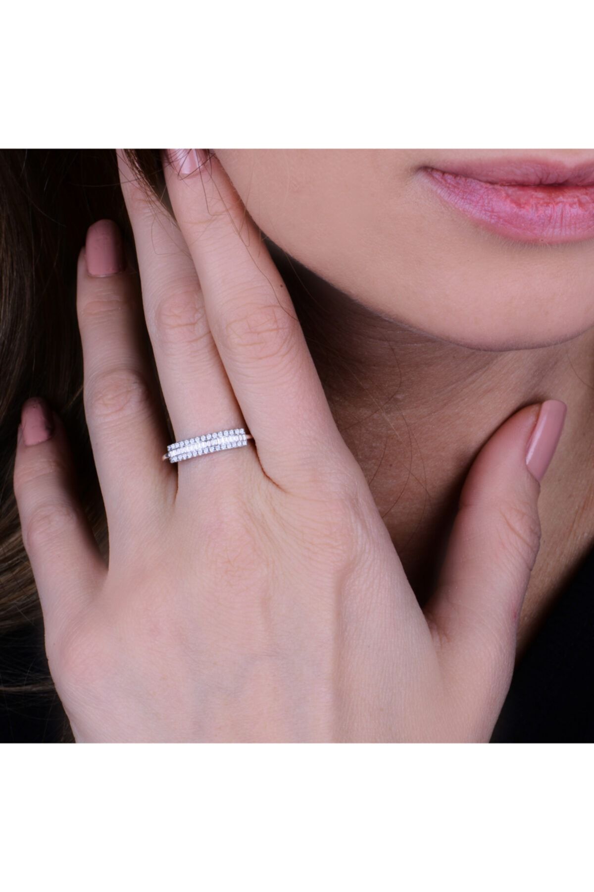 Exen Pırlanta 0,29 Carat F Vs Sı 14k 1.33 gram Baget Pırlanta Yüzük