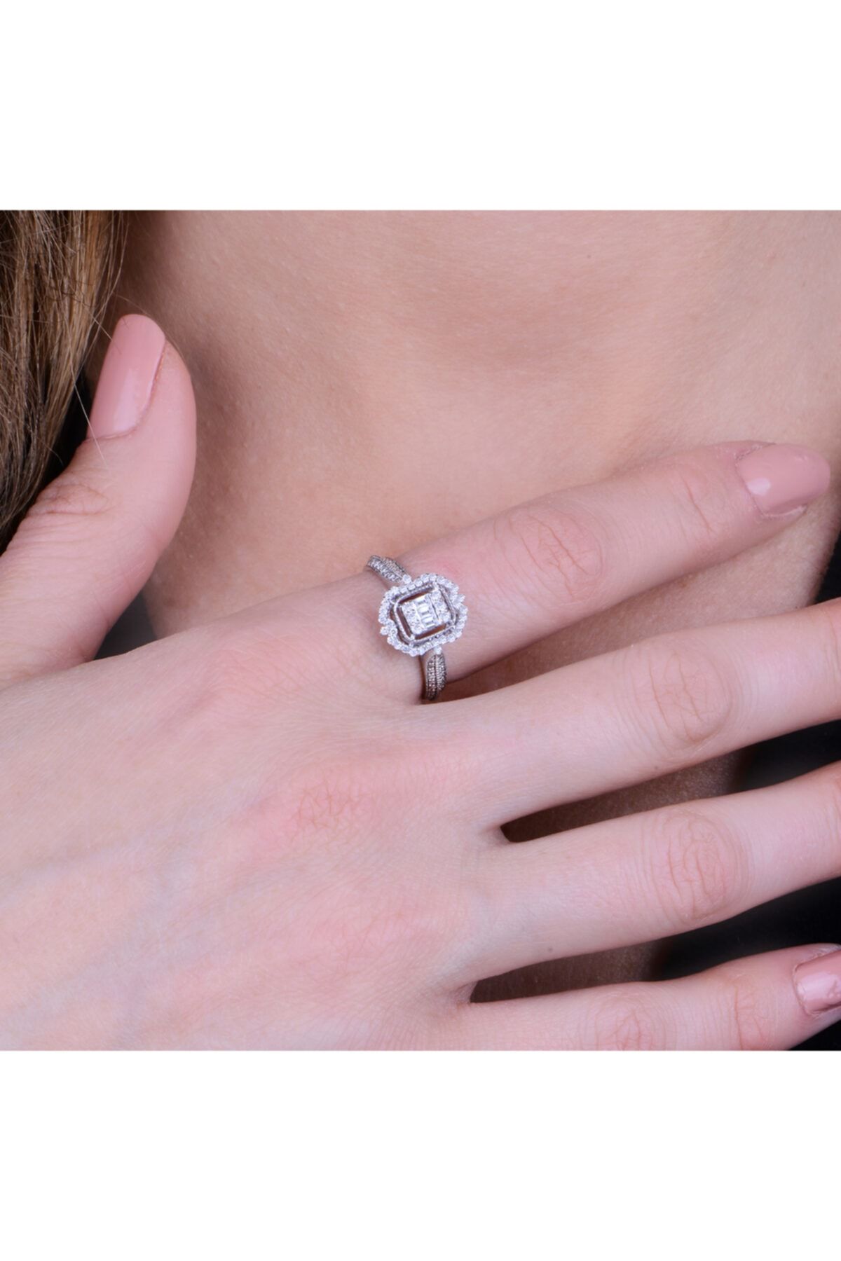 Exen Pırlanta 0.54 Carat F Vs Sı 14k 3.10 gram Pırlanta Baget Yüzük