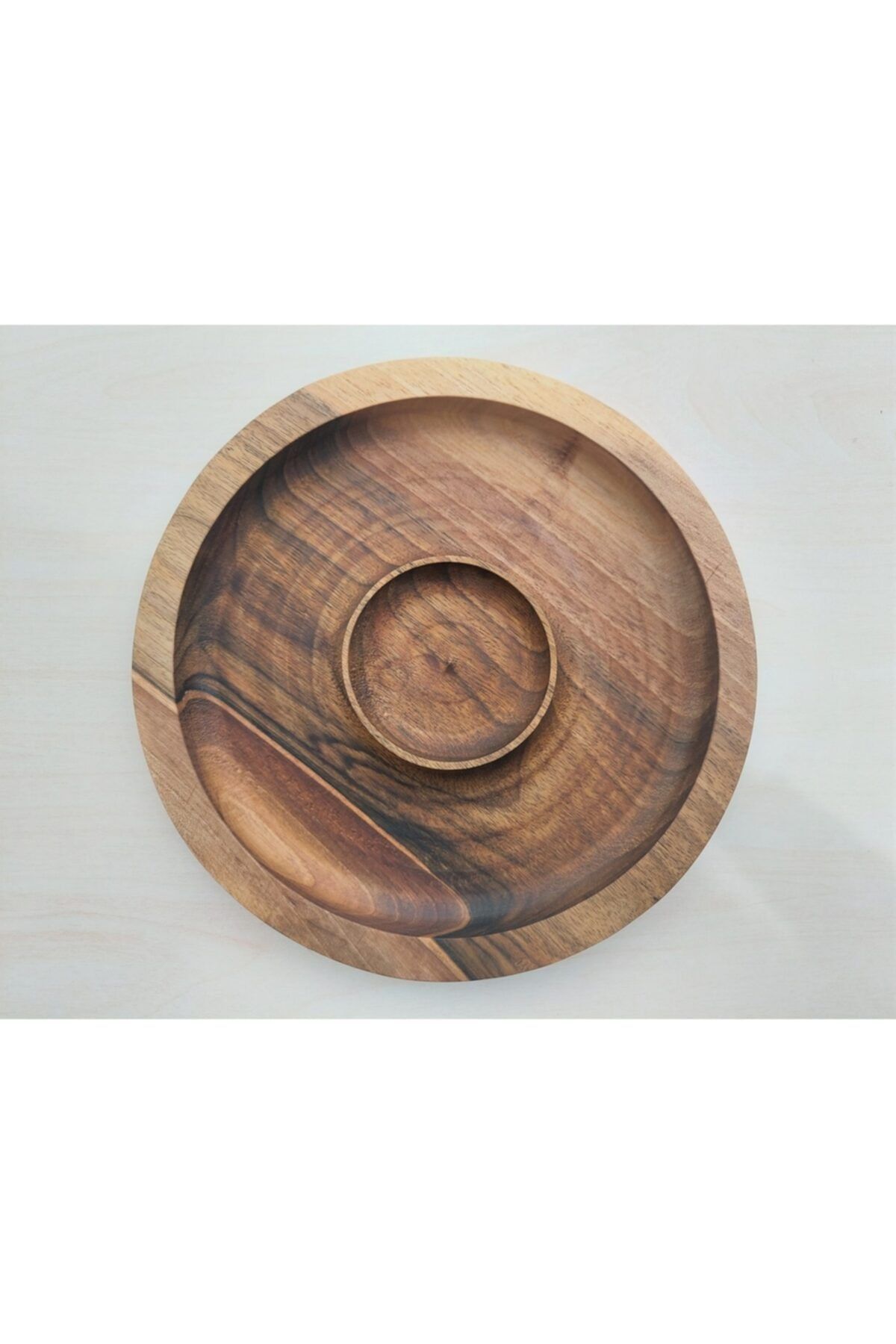 Timber Ahşap Ceviz Doğal Ahşap Kuruyemiş Cips Servis Sunum Tabağı 25x25x2