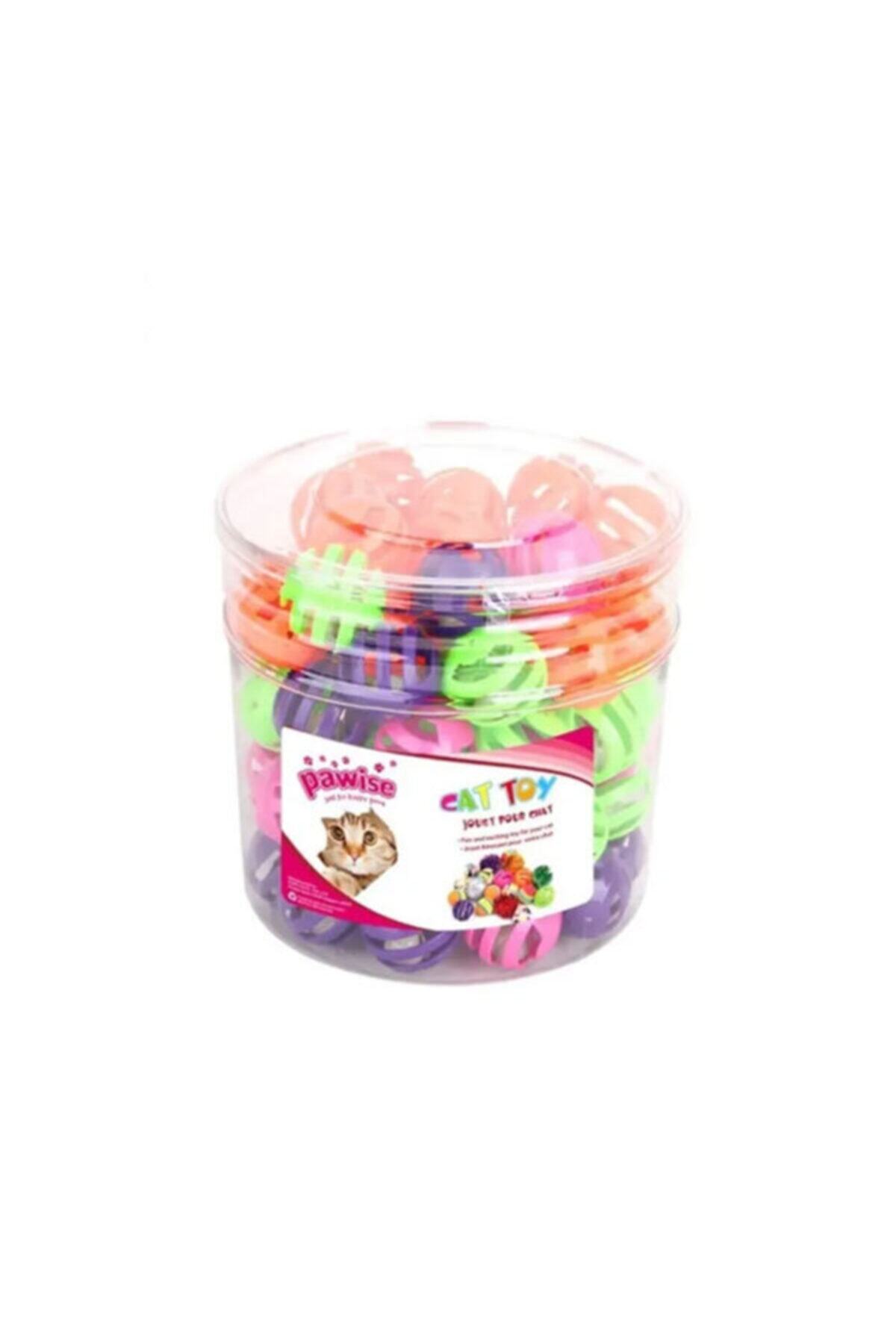 HİLALSHOP Pawise Kedi Oy. Plastik Sesli Top 60 Adet Kutulu