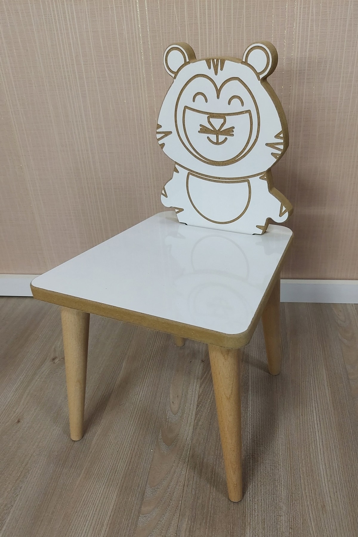 gerekbu Yaz Sil Yüzey - Kaplan Hayvan Temalı Montessori Çocuk Sandalyesi Tek Sandalye