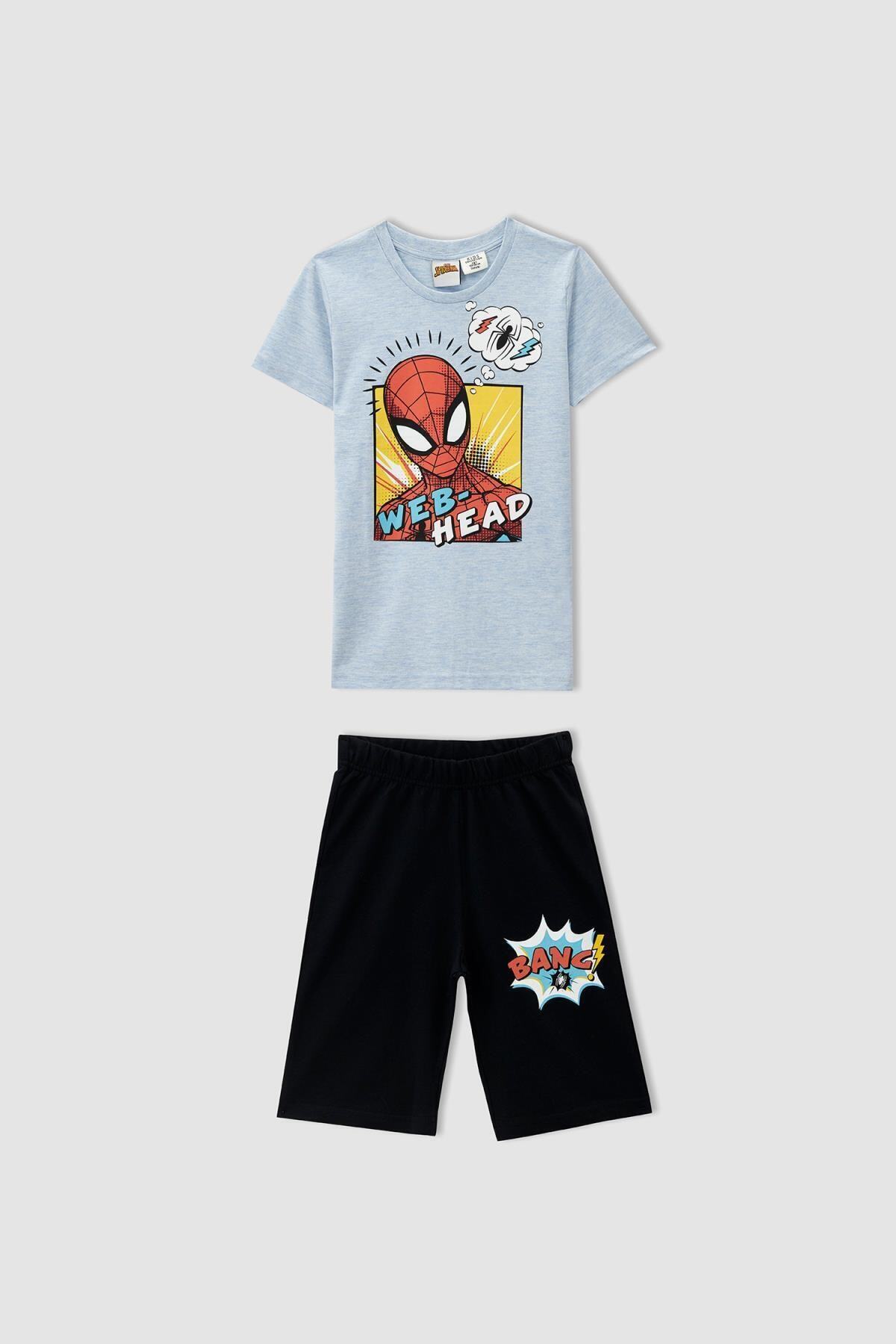 DeFacto Erkek Çocuk Spiderman Lisanslı Regular Fit Bisiklet Yaka Kısa Kollu Pijama Takım