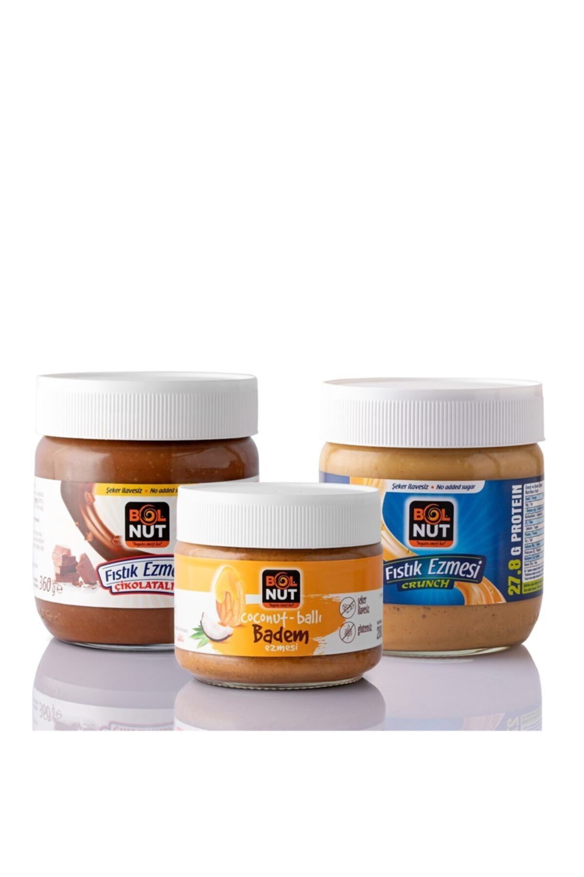 Bolnut 360g Sade & Çikolatalı Fıstık Ezmesi , 280g Coconut Ve Ham Ballı Badem Ezmesi