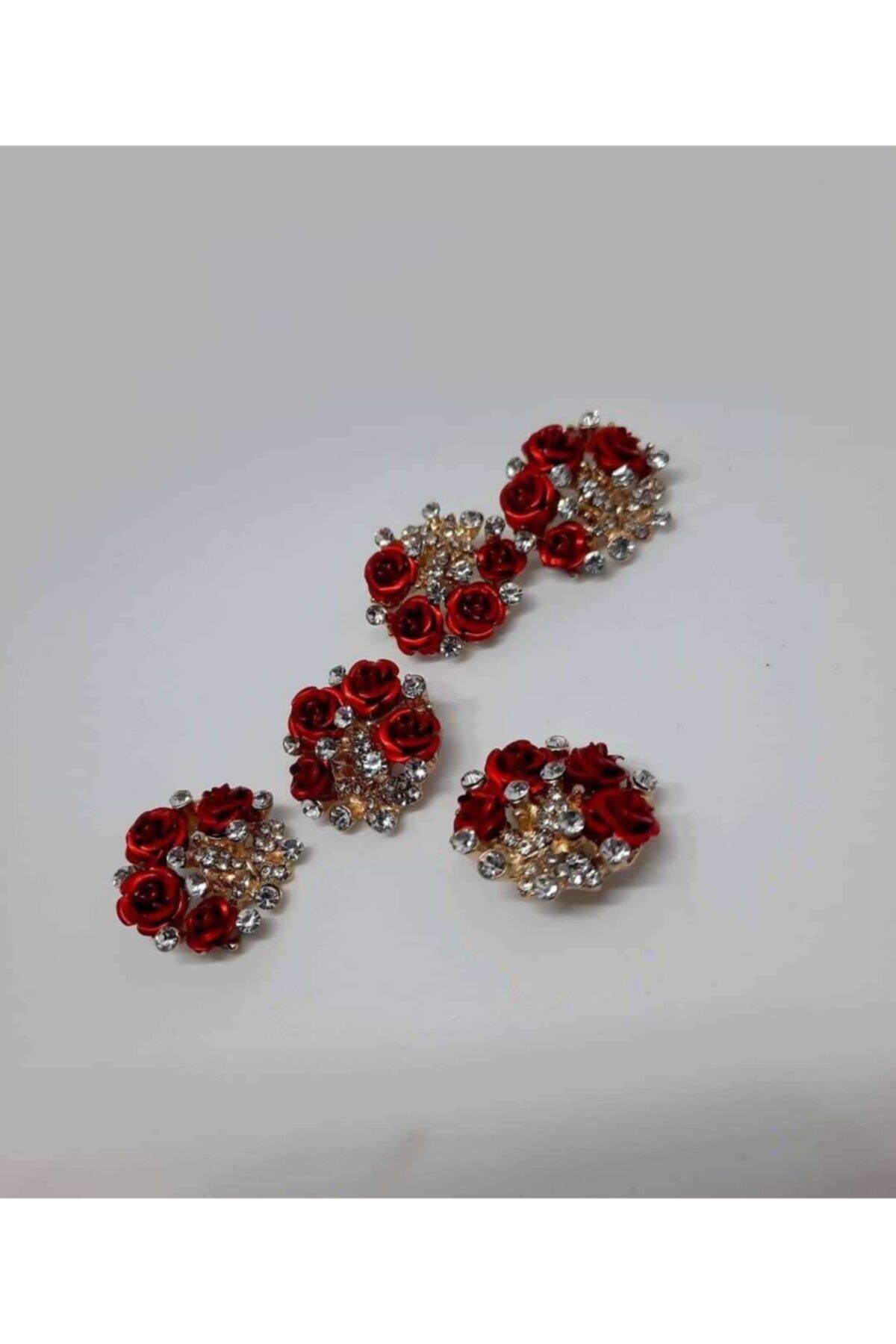 İMREN AKSESUAR Kırmızı Gül Figürlü 2 Cm Metal Düğme 1 Adet