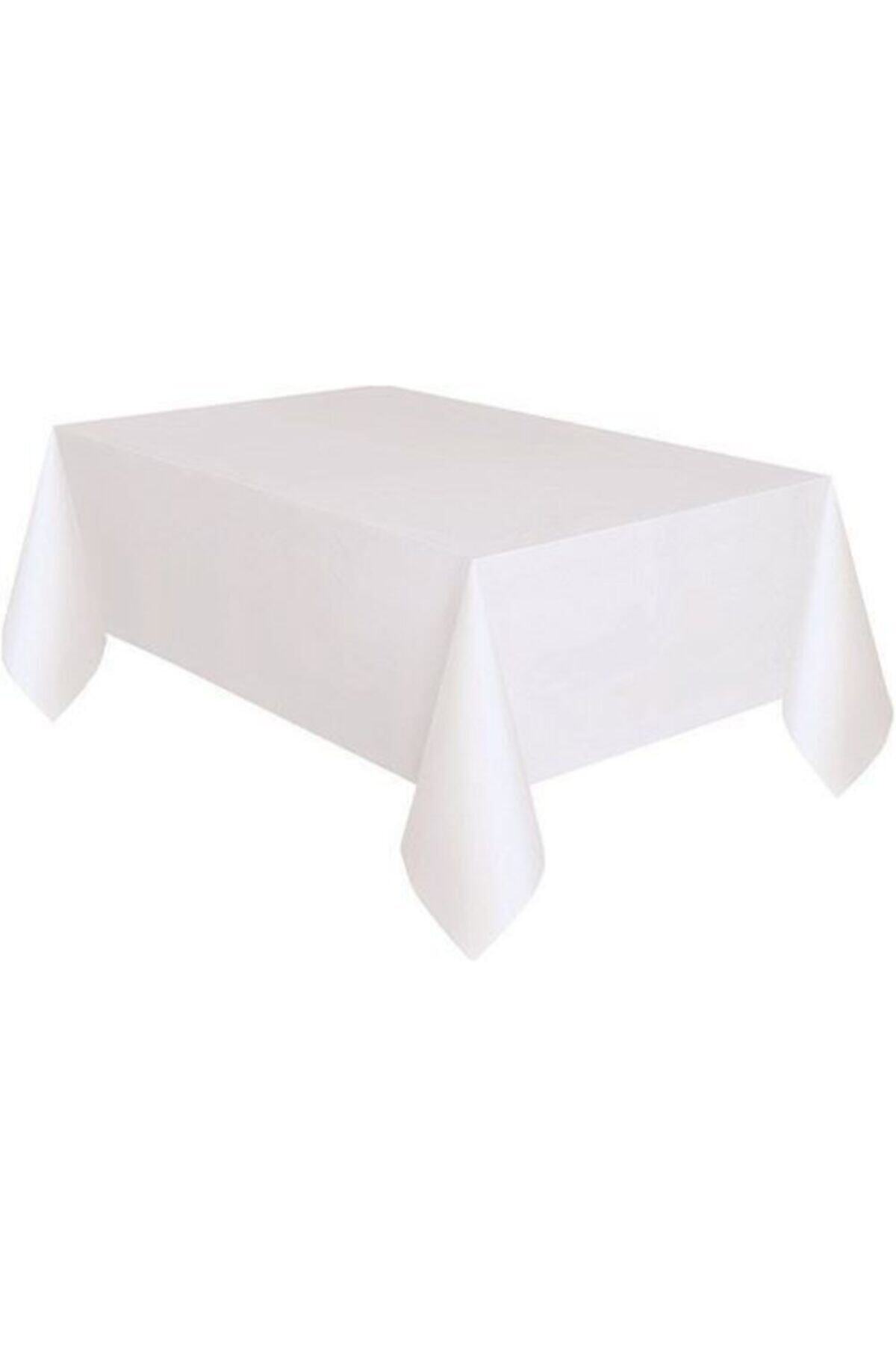 HİLALSHOP Beyaz Renk Plastik Masa Örtüsü 120x180 Cm