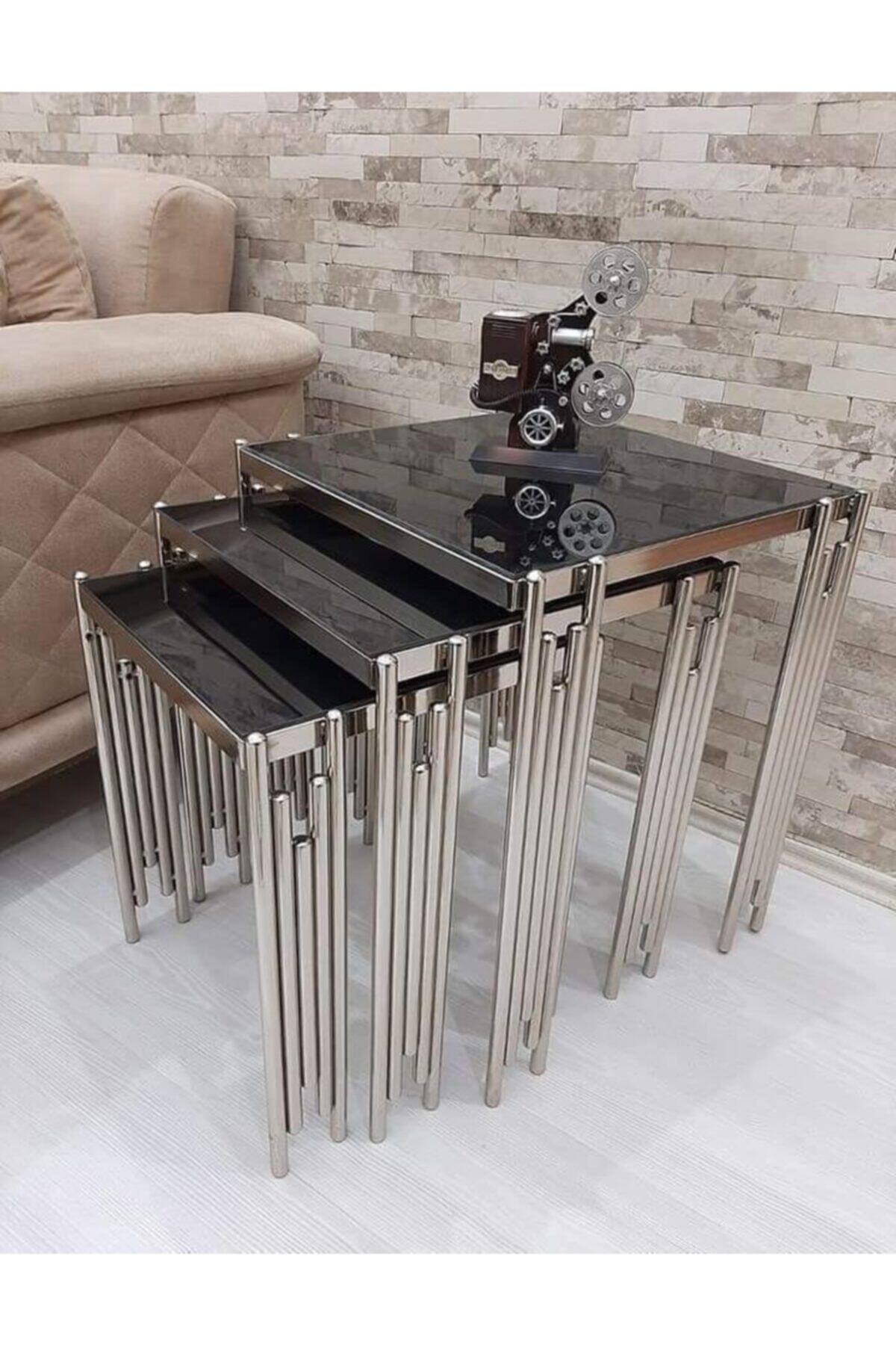Köşecim Sandalye Kare Zigon Metal Sehpa