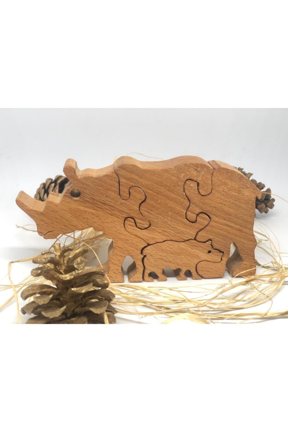 AŞIKTOYS Natural Eğitici Gergedan Puzzle 15 Cm