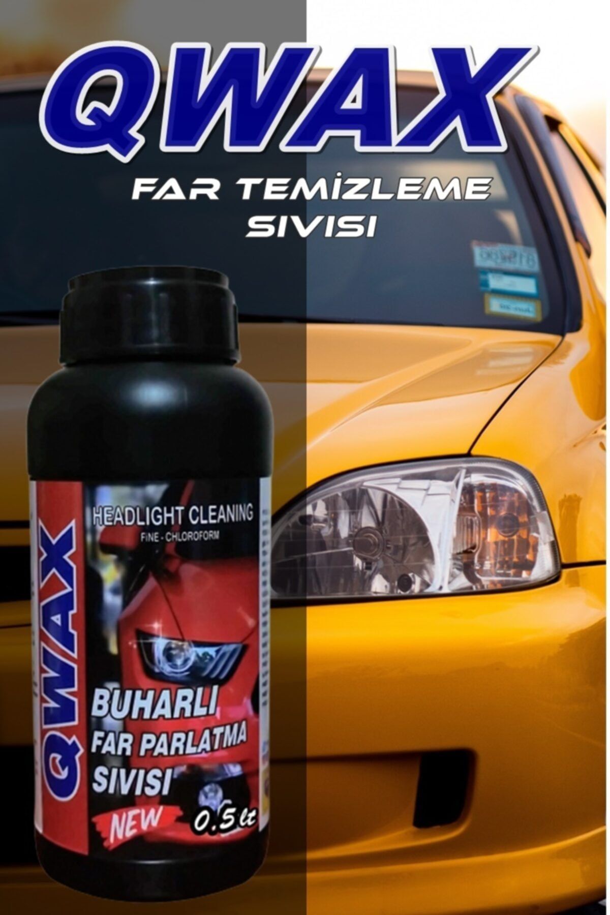 QWAX Buharlı Far Temizleme Far Parlatma Sıvısı ( 0,5 Litre )