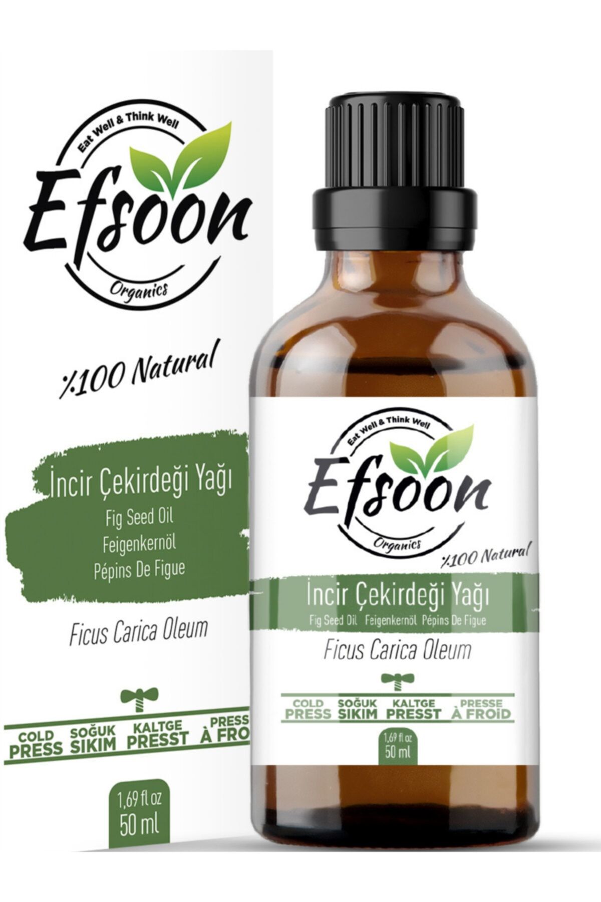 Efsoon Organics Soğuk Sıkım Incir Çekirdeği Yağı 50 ml Doğal %100 Saf Kurutulmuş Incir Çekirdeklerinden