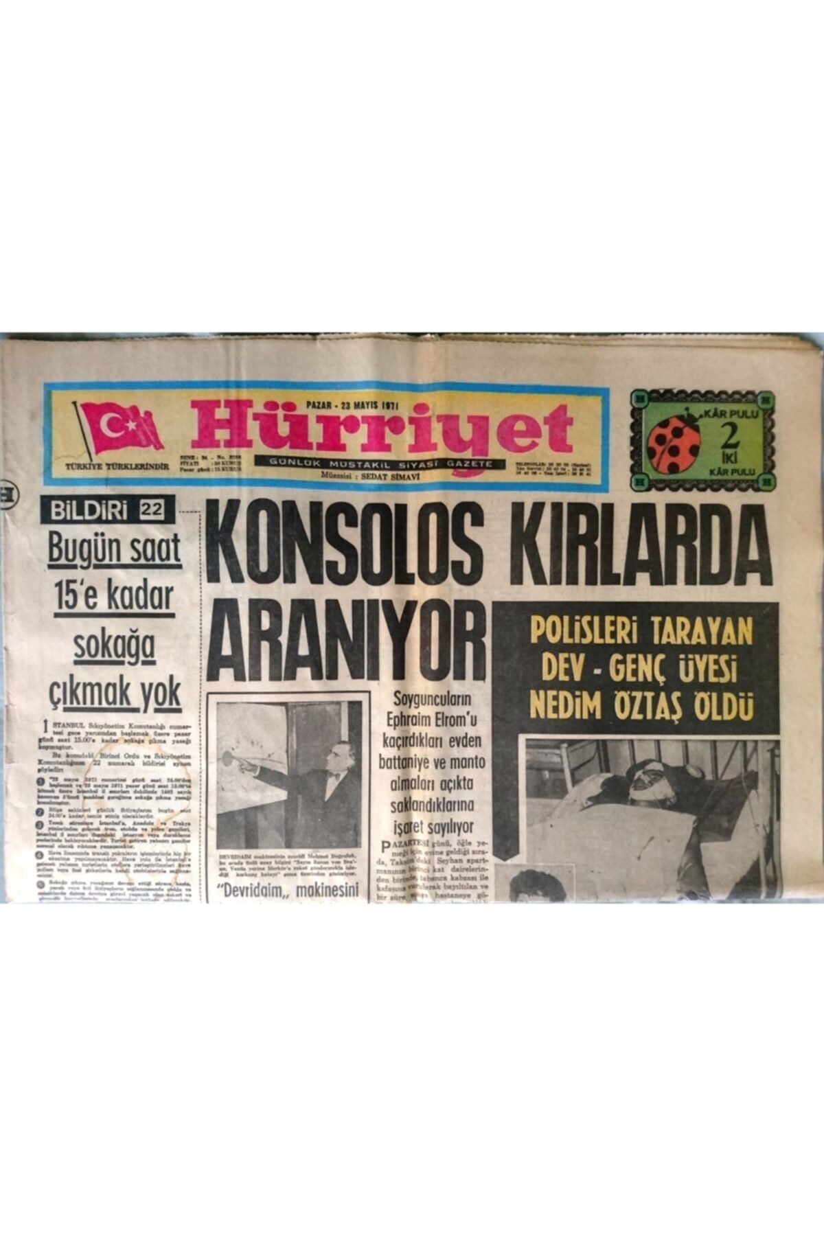 HÜRRİYET - Günlük Gazete (23 Mayıs 1971)