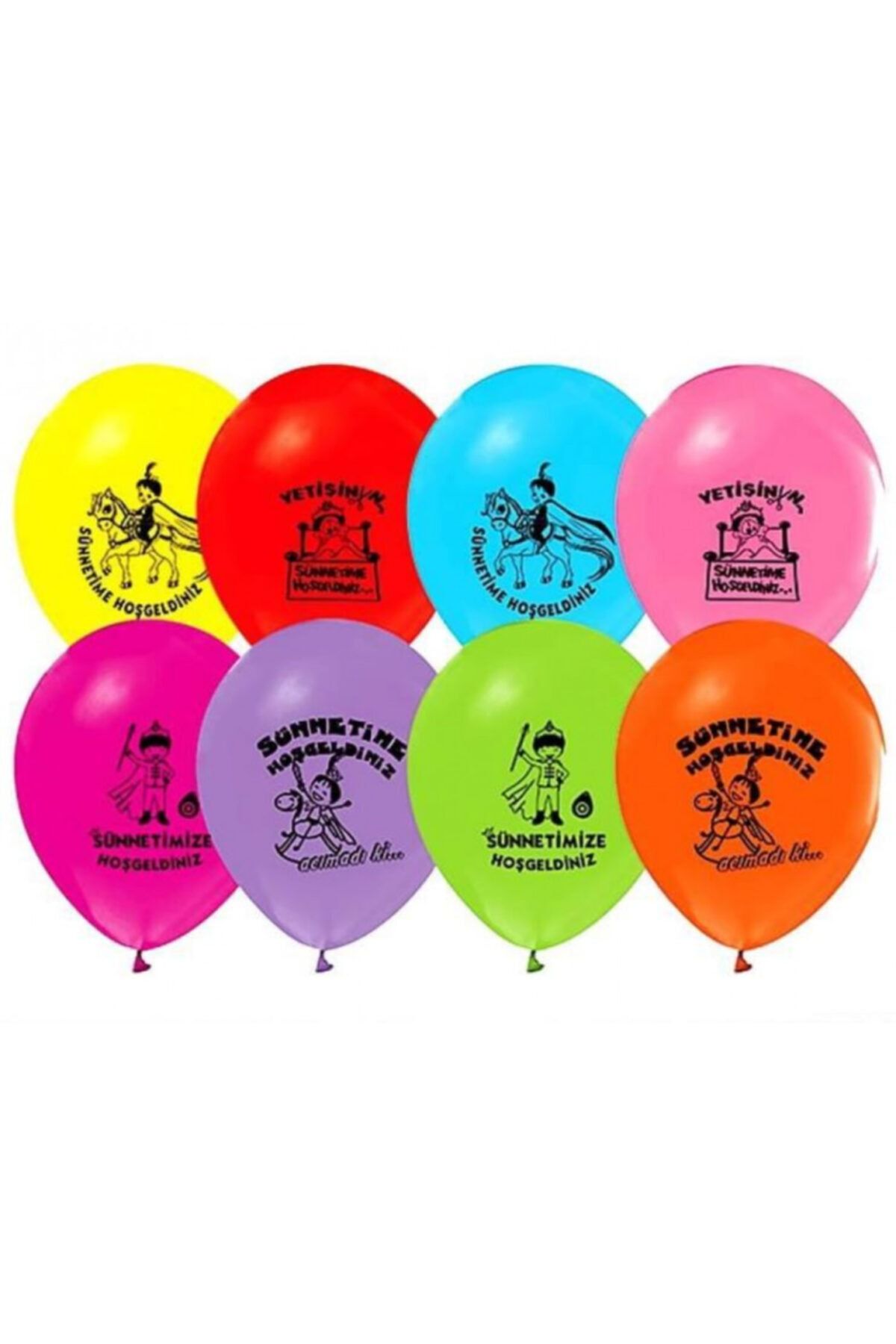 HİLALSHOP Rengarenk Basklı Sünnetime Hoşgeldiniz Balonu Sünnet Partisi Balon 100 Adet