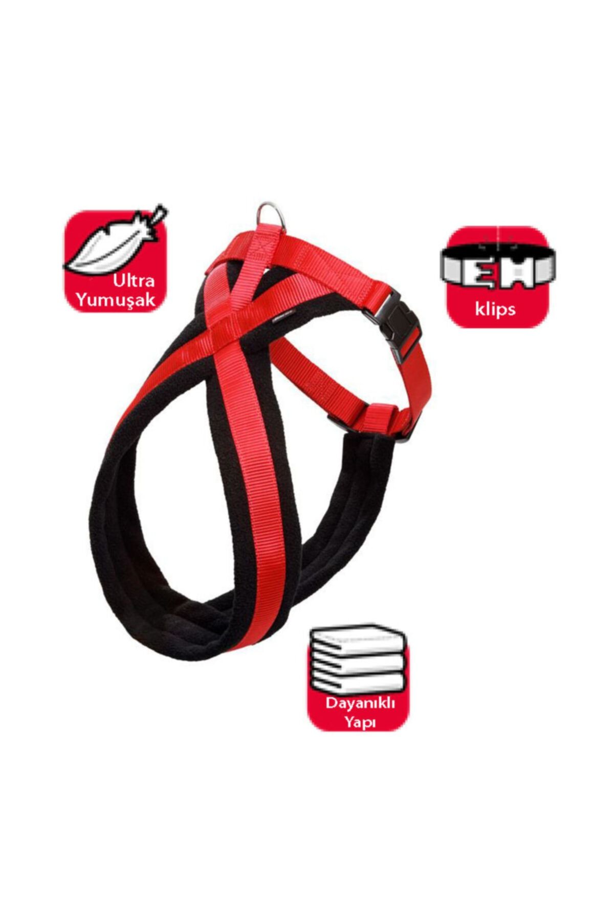 HİLALSHOP Karlıe Yumuşak Göğüs Tasma 64-80cm Siyah-kırmızı