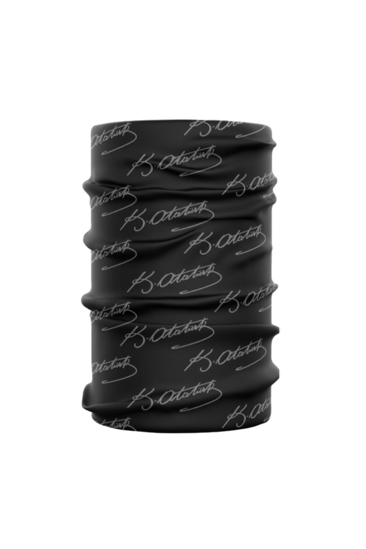 bobaringa Dijital Baskı Siyah Atatürk İmza Desenli Boyunluk