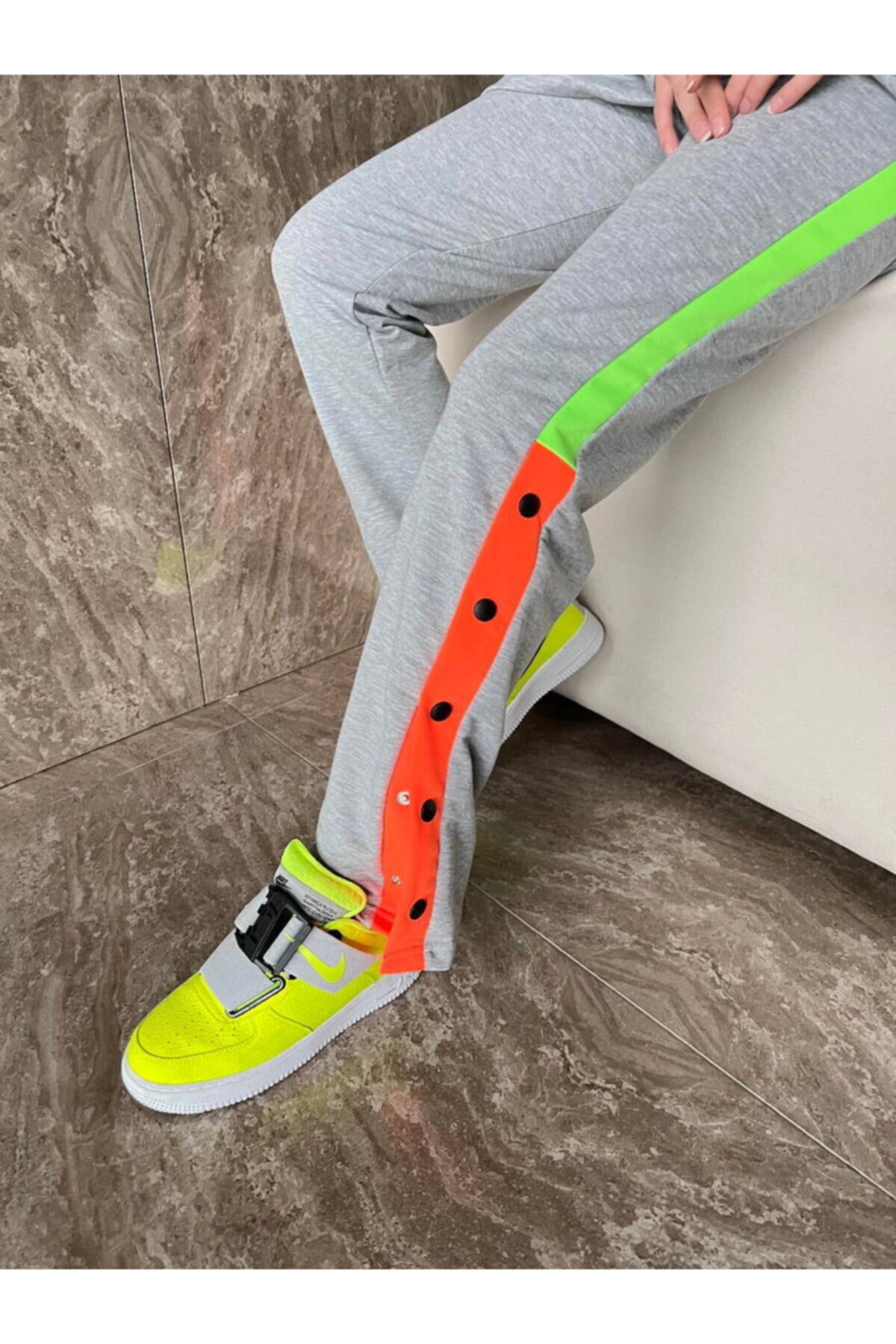 BURCU TESETTÜR Çıçıt Detaylı Eşofman Altı Bft1717 Gri