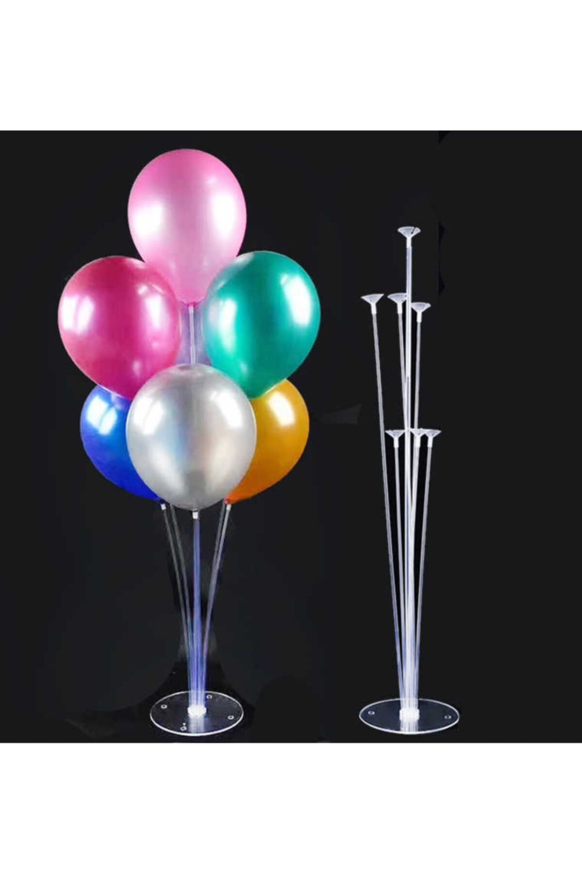MD STORE 2 Adet 7li Balon Standı Ve 14 Adet Balon Karışık Renk  Set
