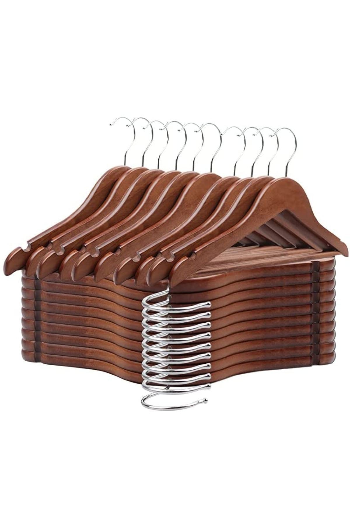 Onouqo Ahşap Askılık Ceviz Kıyafet,elbise Askılığı Gömlek Askısı Pantolon Askısı 20 Adet 1.sınıf Kalite