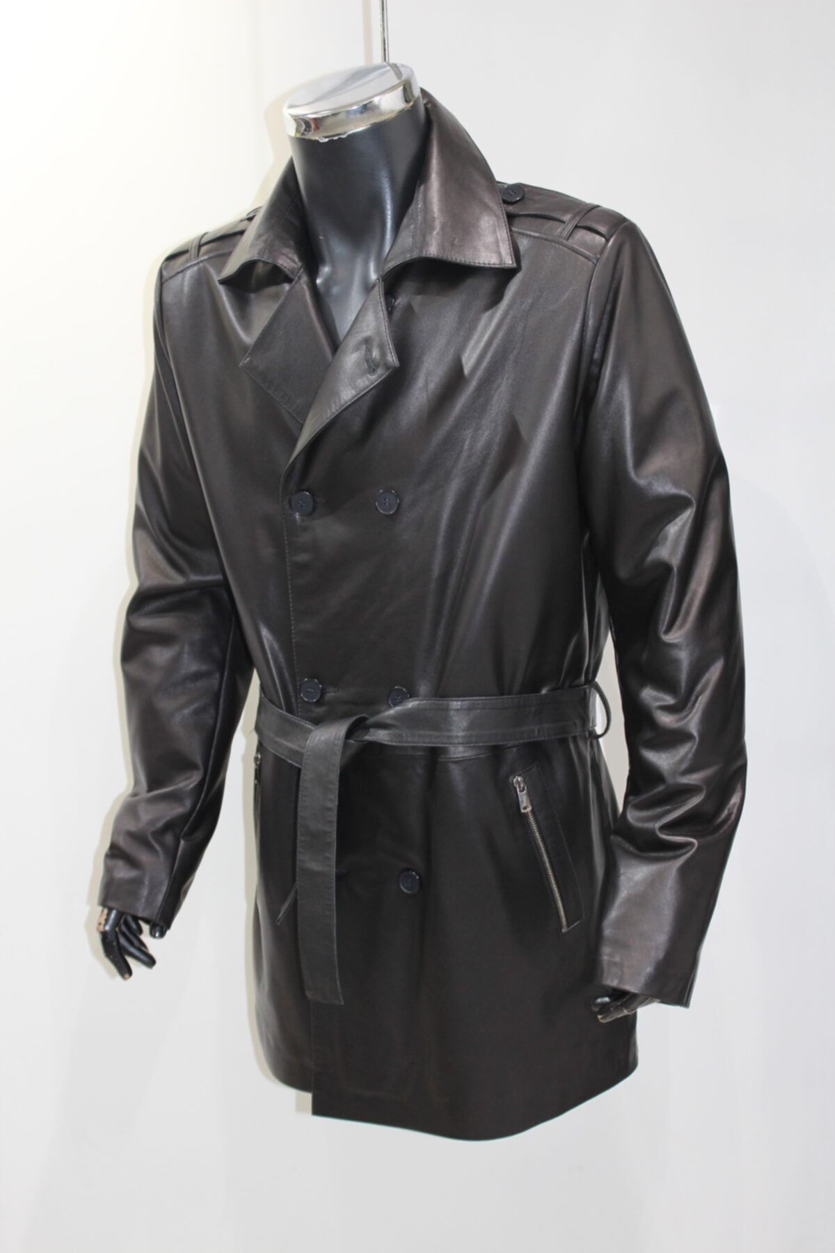 Metins Leather Erkek Deri Trençkot