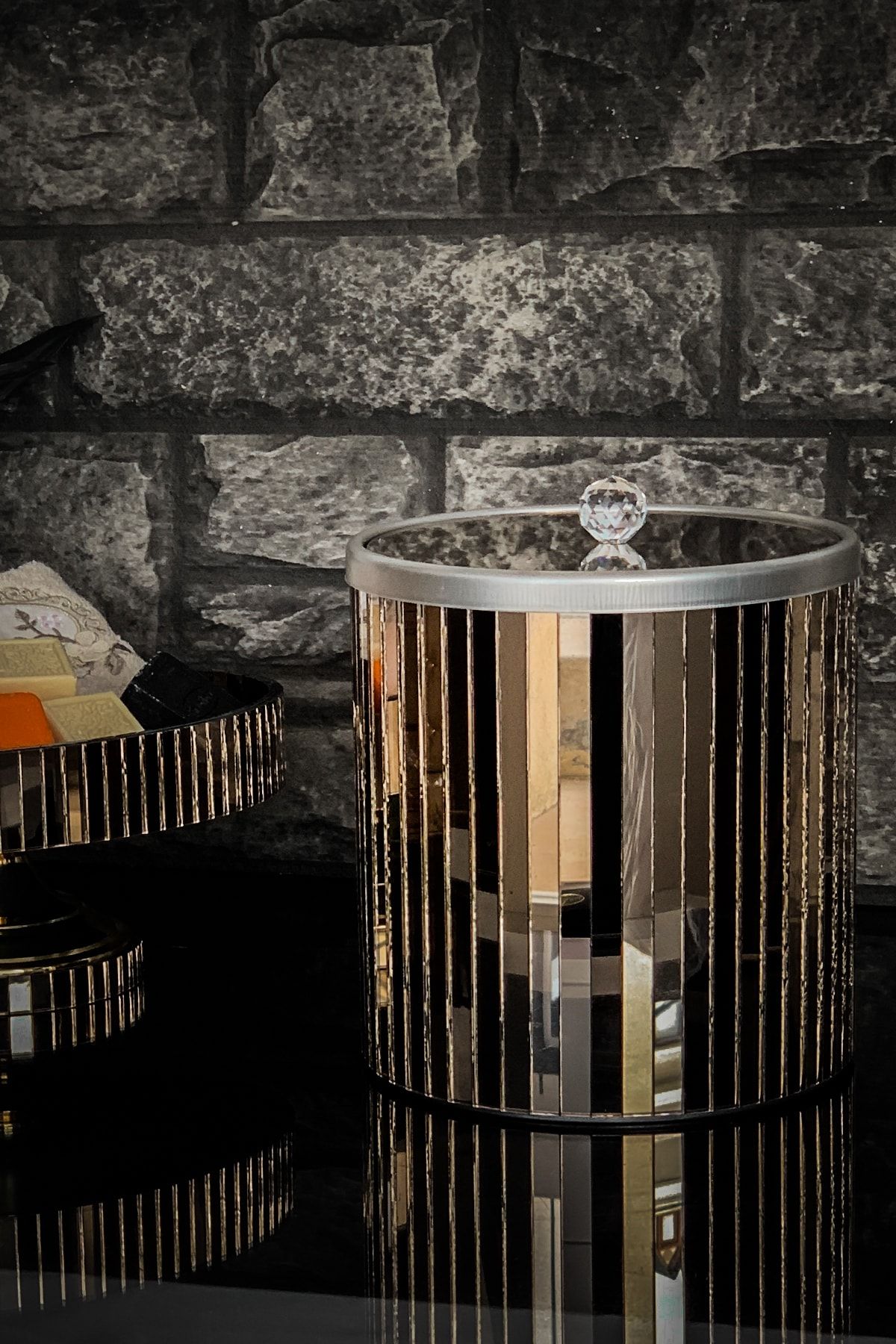 mutfakfoni Bronz Aynalı Kapaklı Deterjanlık