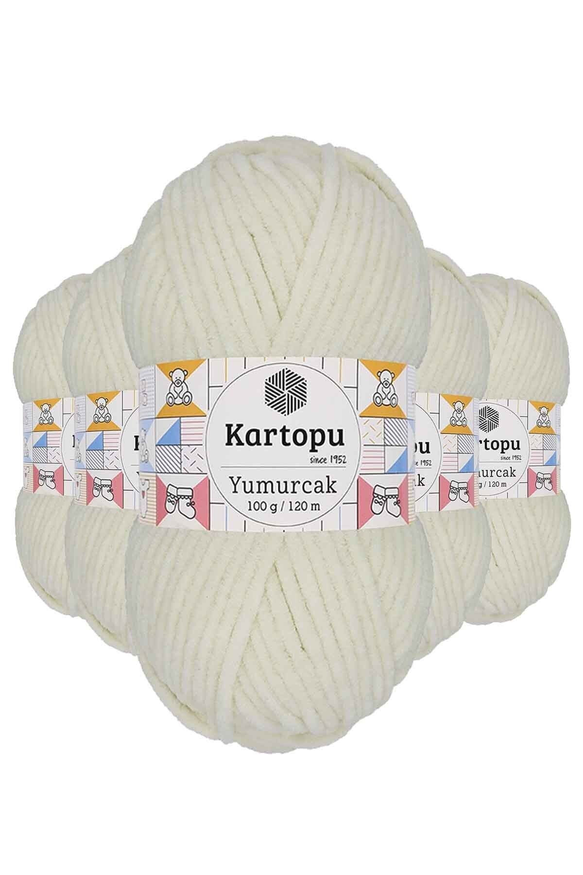 Kartopu 5 Adet Yumurcak Kadife El Örgü Ipi Kırık Beyaz K011