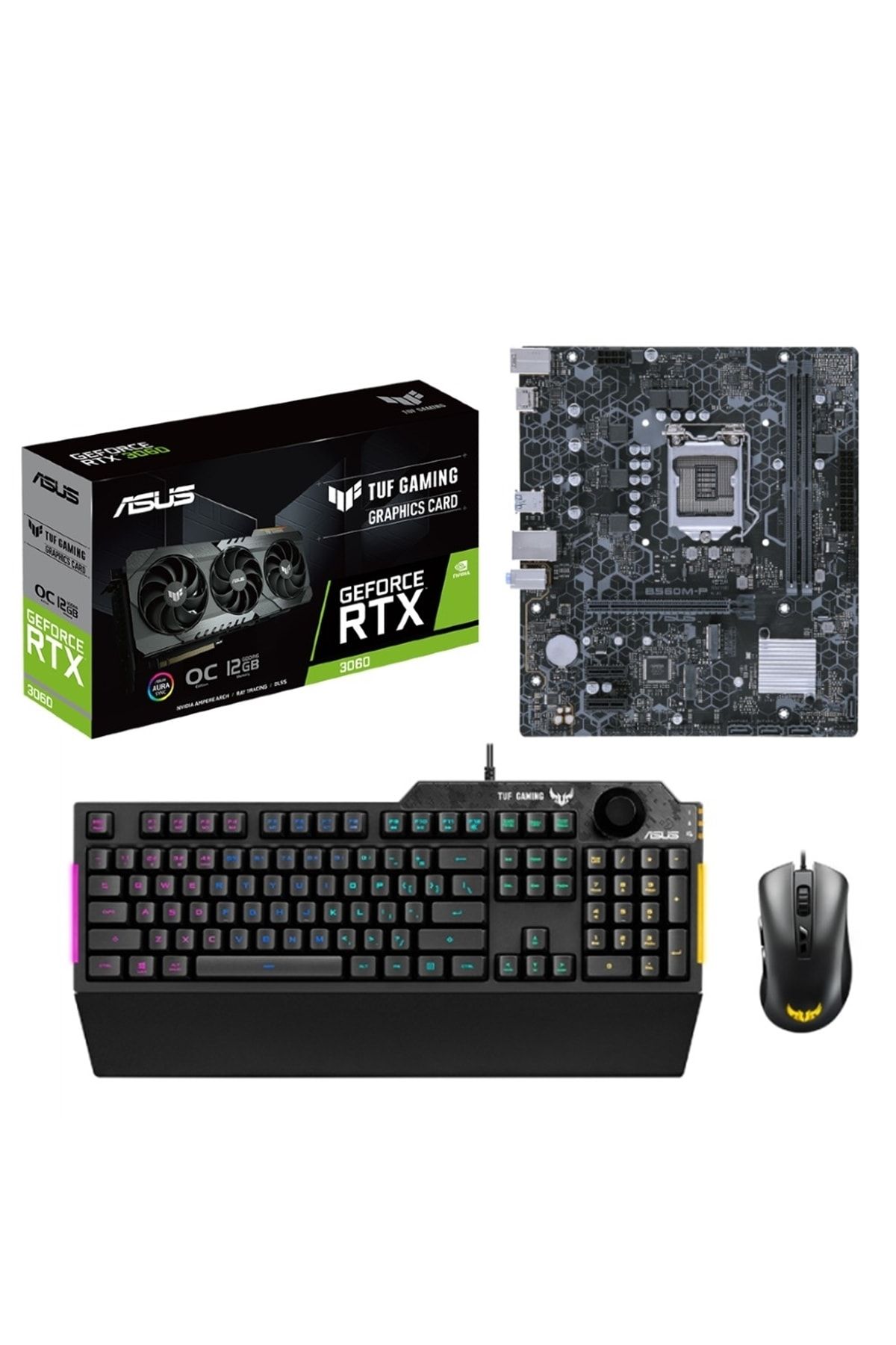 ASUS Vga Geforce Tuf-rtx3060-o12g-v2 Ekran Kartı+mb B560m-p-sı Intel Anakart+tuf Gamıng Klavye Mouse