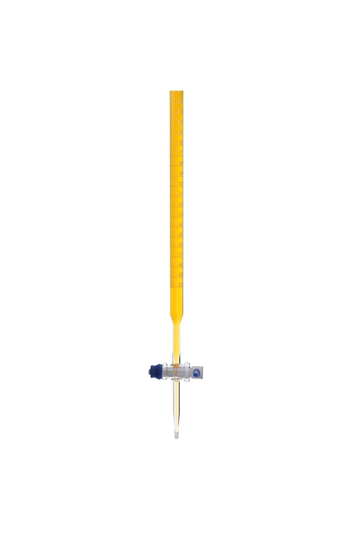 Borosil Cam Büret - 50 ml 0.10 ml Taksimat Teflon Musluk - Class A - 1 Adet/paket