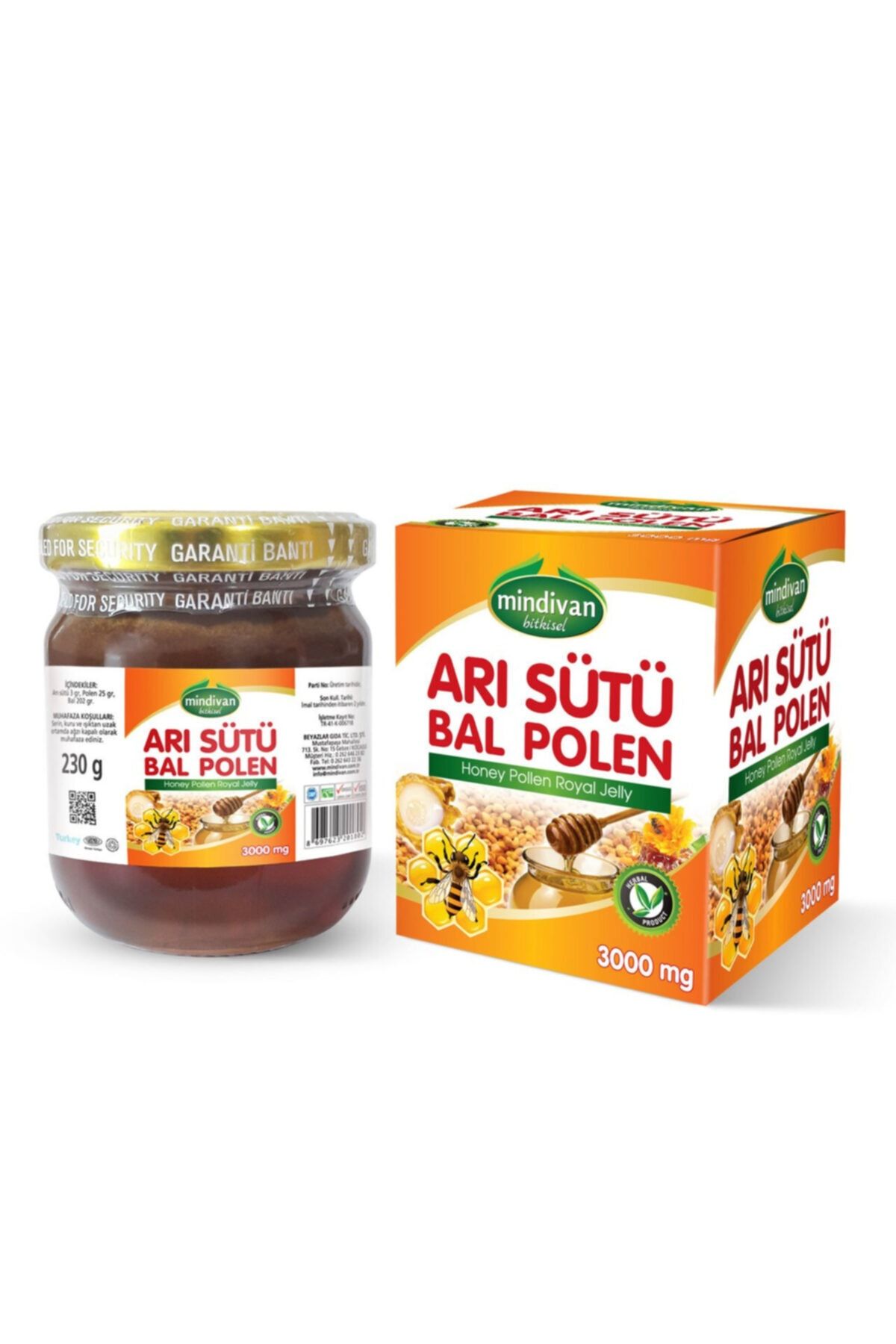 Mindivan Arı Sütü Bal Polen (bebe) 230 Gr