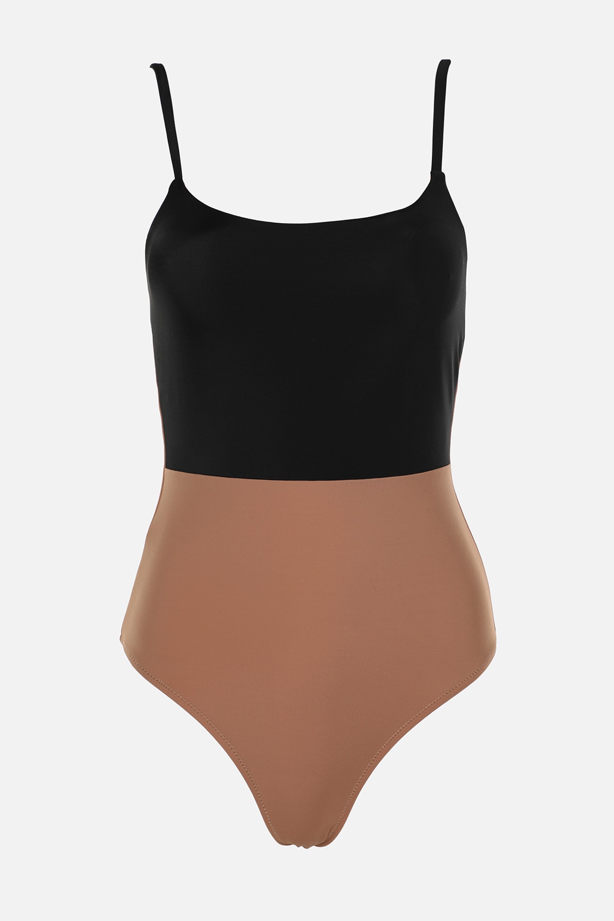 TRENDYOLMİLLA Siyah-Vizon Color Bloklu Mayo TBESS22MA0047