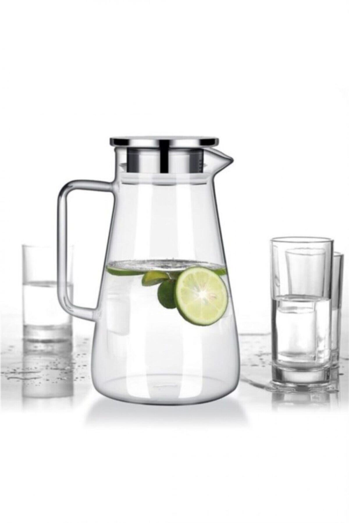 Varellia Pear Metal Kapaklı Borosilikat Cam Sürahi 1600 Ml
