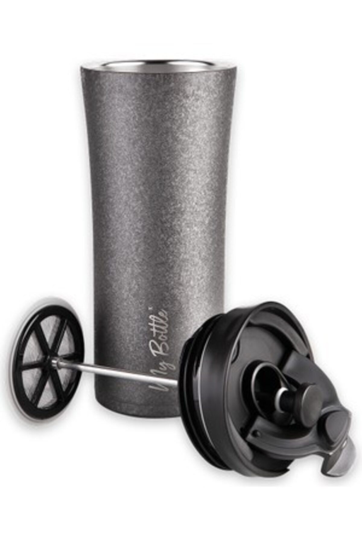 My Bottle Paslanmaz Çelik French Press Termos Gri Mug Filtre Kahve 500 Ml
